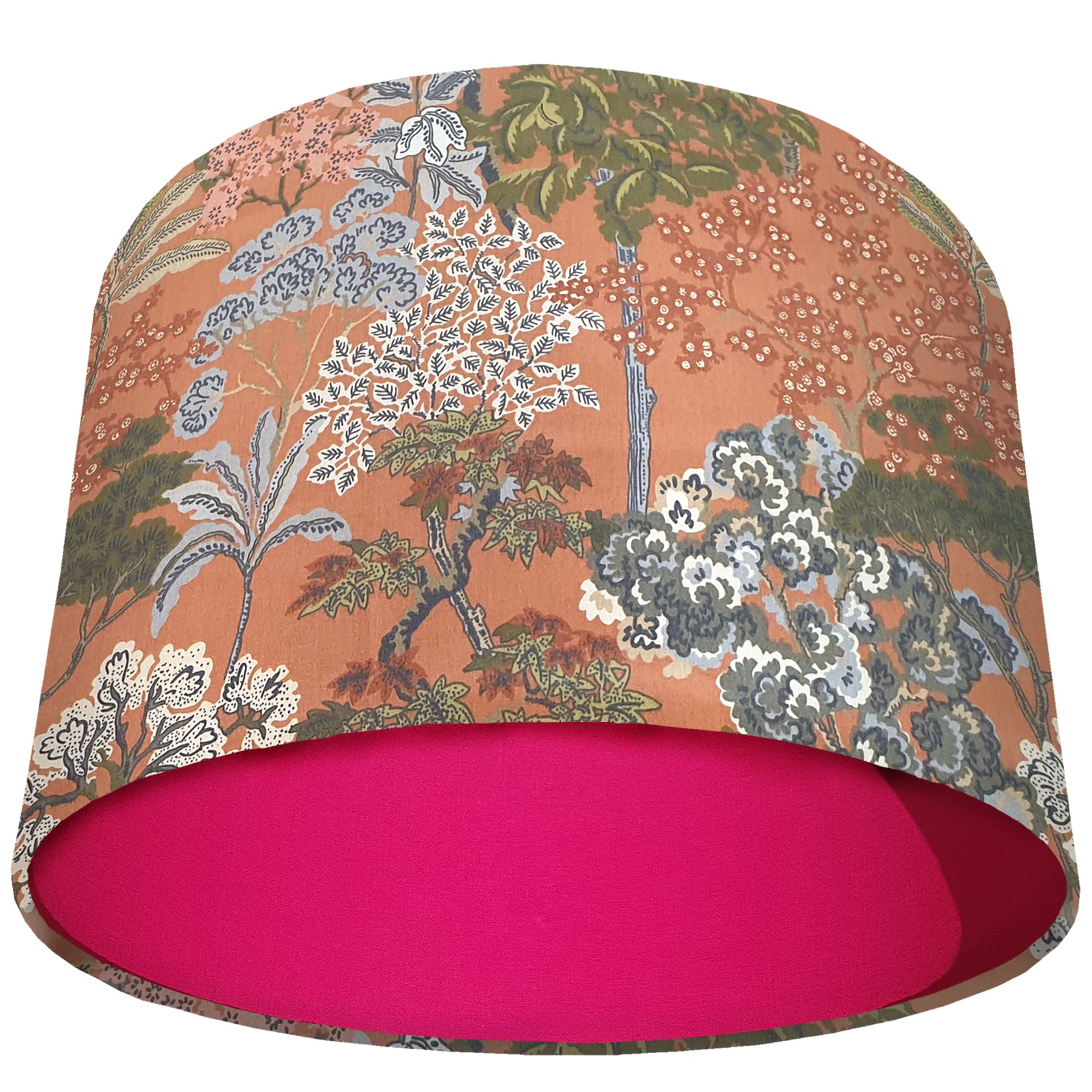 Earth Tone Orange Lampshade with Choice of Colour Lining, Country and Nature Themed Tree Design (Pink)