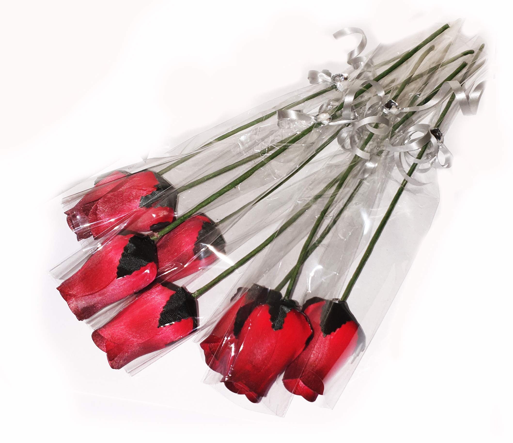 Roses Rouge Foncé avec Strass et Ruban HomestreetUK (Lot de 16) pour Décoration