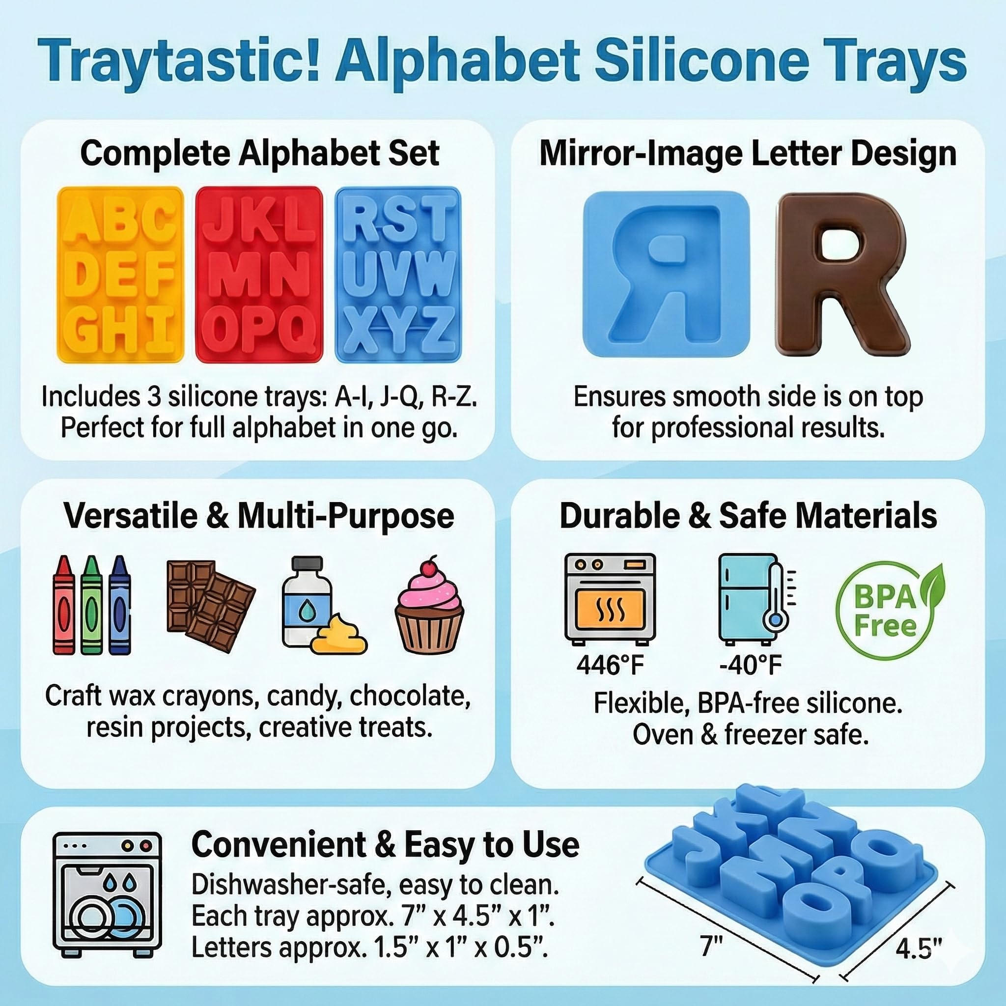 Amazon.com: Traytastic! Silicone Letter Mold A-Z Alphabet - Large