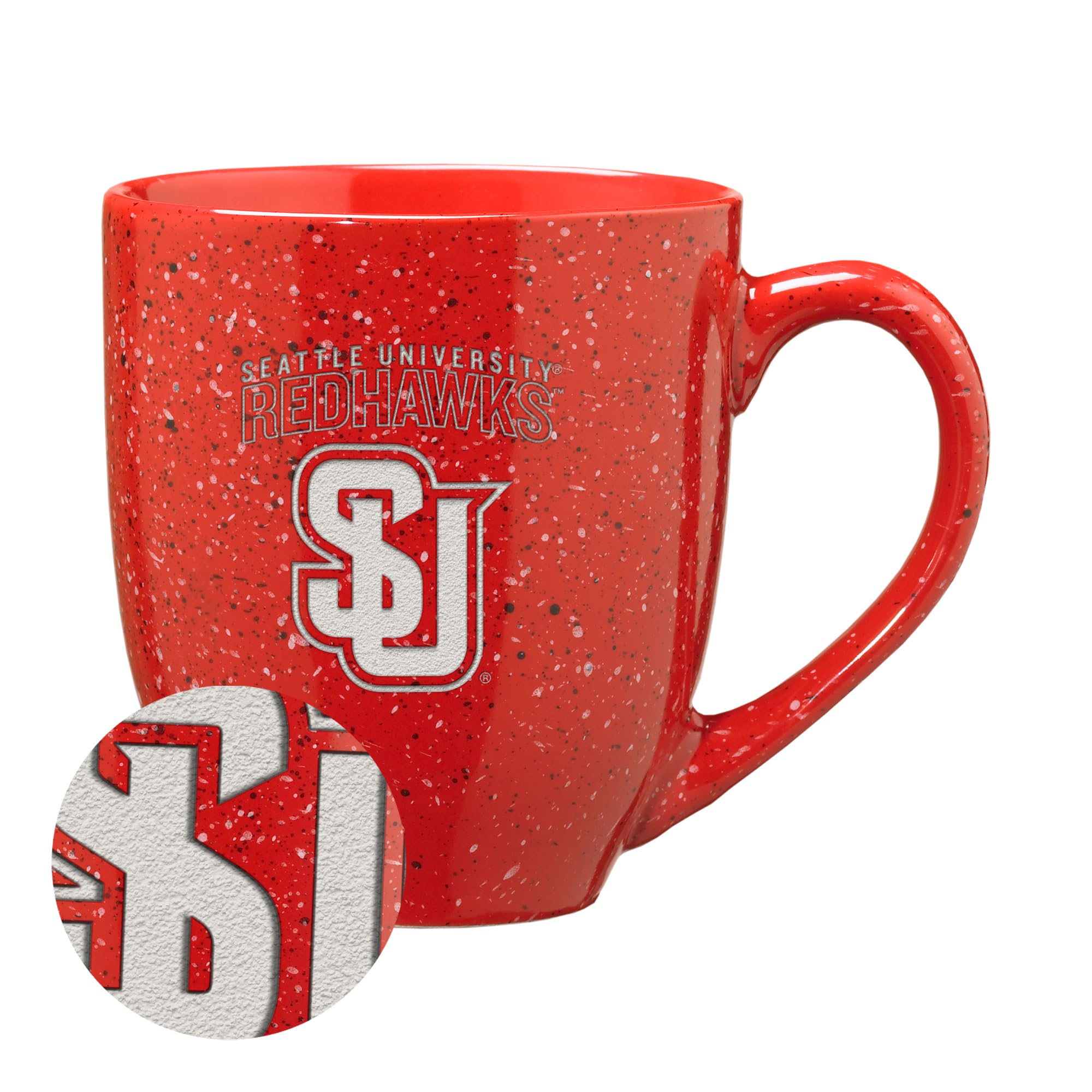 Rico Industries NCAA Seattle Redhawks Primary Logo Red 16 oz Team Color Laser Engraved Speckled Ceramic Coffee Mug