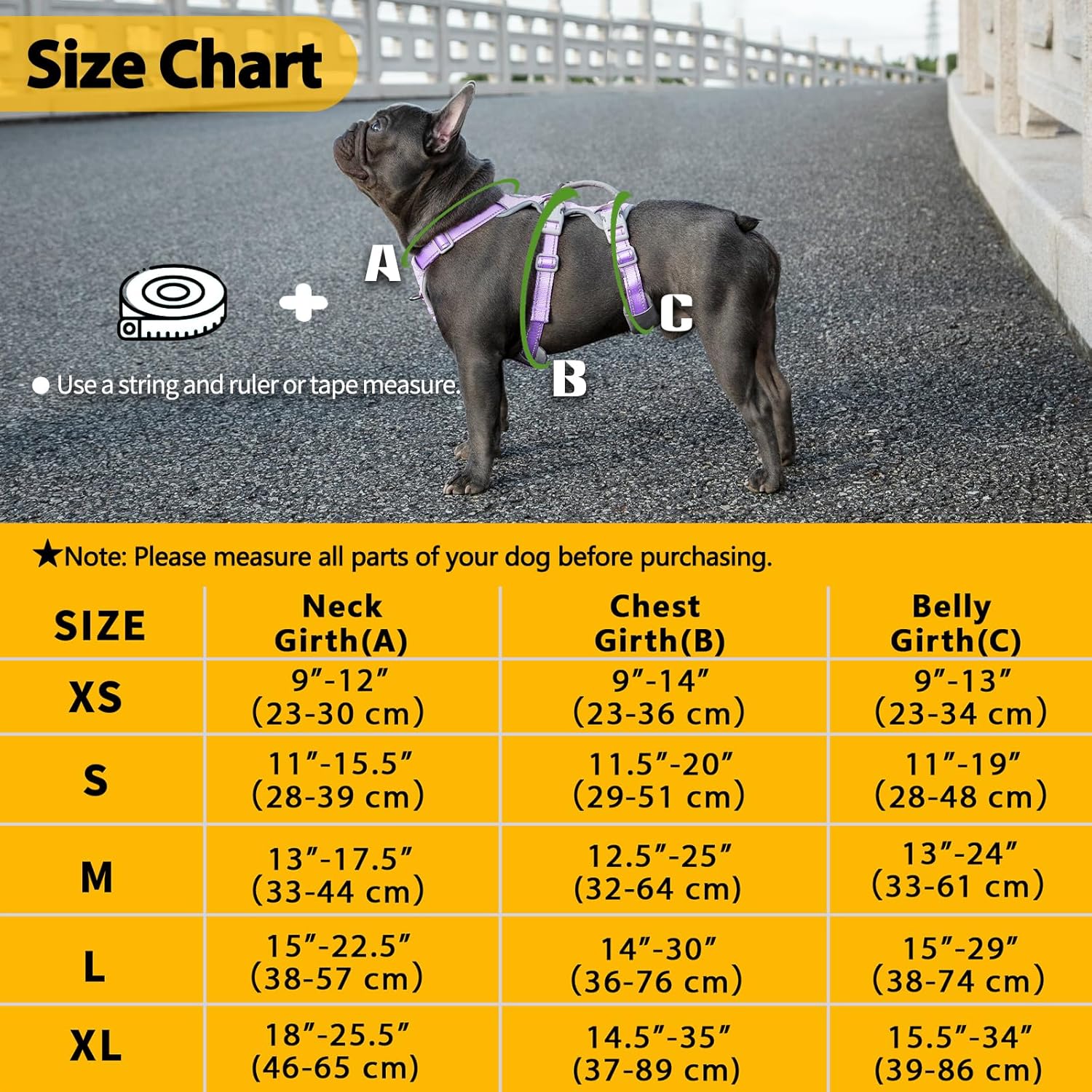 Escape Proof Dog Harness, No Pull Reflective Harness with Lift Handle,Adjustable Pet Vest with Front and Back Leash Clips for Small Medium Large Dogs Walking Hiking Training(Lavender Purple,L)