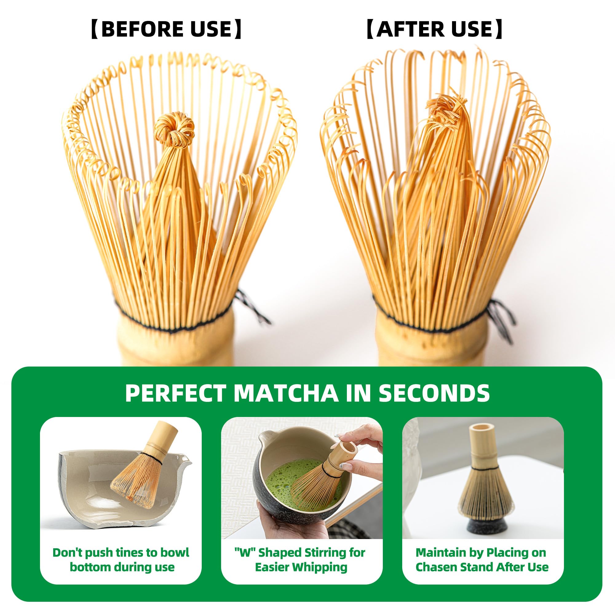 TEANAGOO Matcha Whisk Set,6-PCS Traditional Starter Set,100 Prongs Whisk with Purple Cherry Blossom Holder,Scoop(Chashaku),Tea Spoon,Bamboo Chasen,Ceremony Accessory,Gift for Friend/Family - Image 4