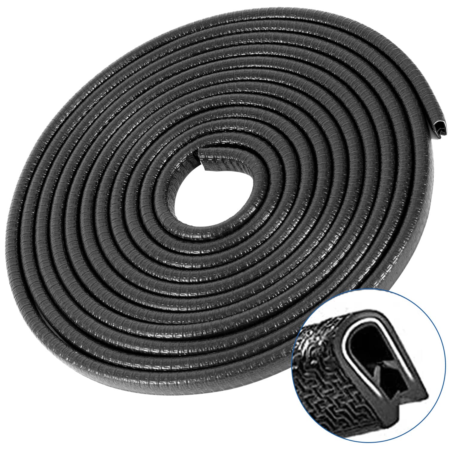 10M Kantenschutz Autotür, Auto Gummidichtung Kantenschutz, U-Form Gummi Kantenschutz Fensterdichtung Gummiprofil Passend für die Meisten Autos (Schwarz)