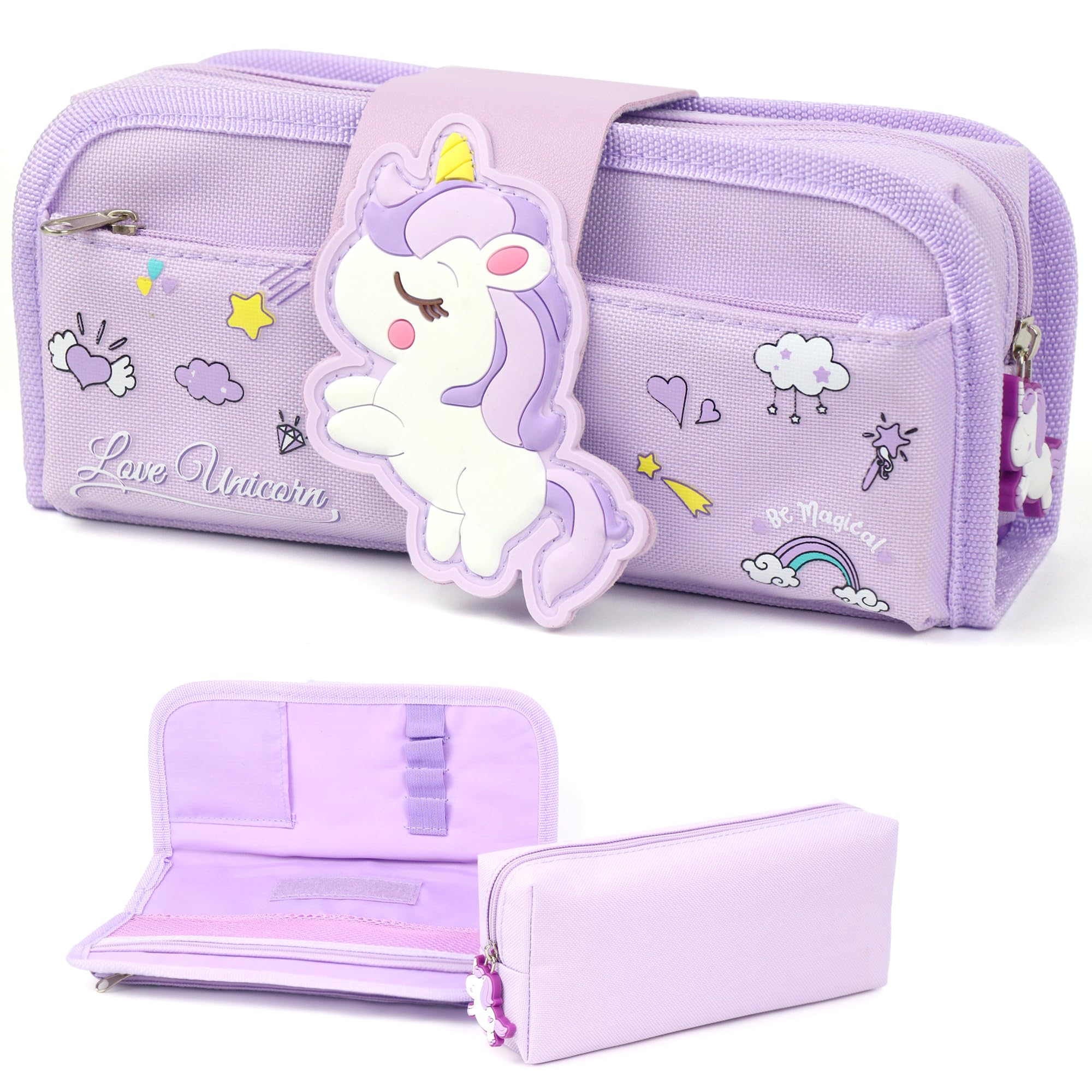 DBPBToU Estuche Escolar Niñas Niños, Estuches Escolares Separable Estuche Grande, Pencil Case para Lápices Escuela (Pony)