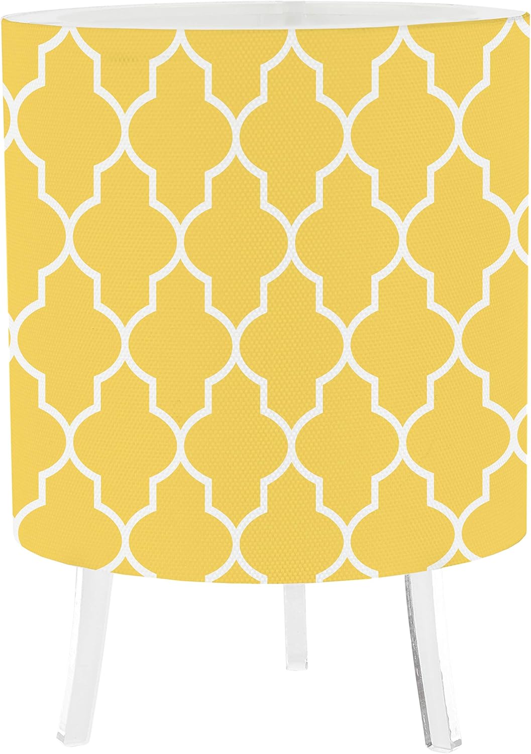 5x7 Inch LED Desk Lamp - Quatrefoil Yellow Custom Canvas Printed Table Light 16 Colors - 5 Level Dimmer - 4 Lighting Effects - Rechargeable Light - Remote Control. by LampPix Made in The USA.