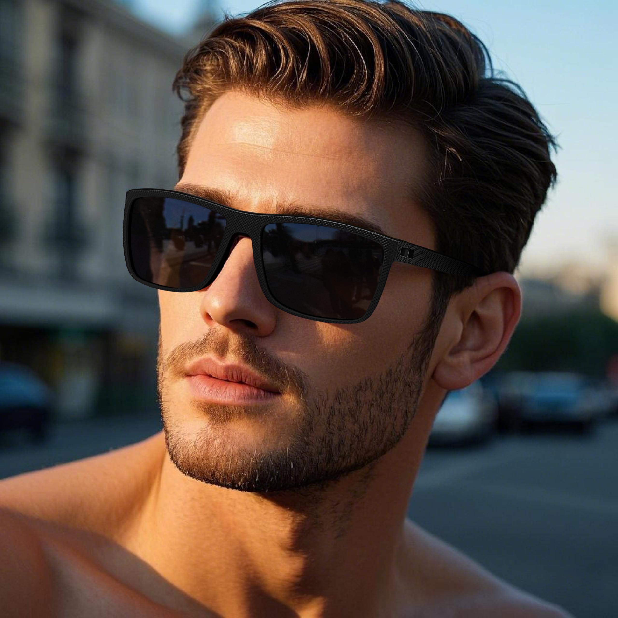 Perfectmiaoxuan Occhiali da sole uomo donna Polarizzati Guidare la Pesca all'aperto Montatura infrangibile Occhiali Quadrata TR90 Montatura Leggero Protezione UV400 Sunglasses