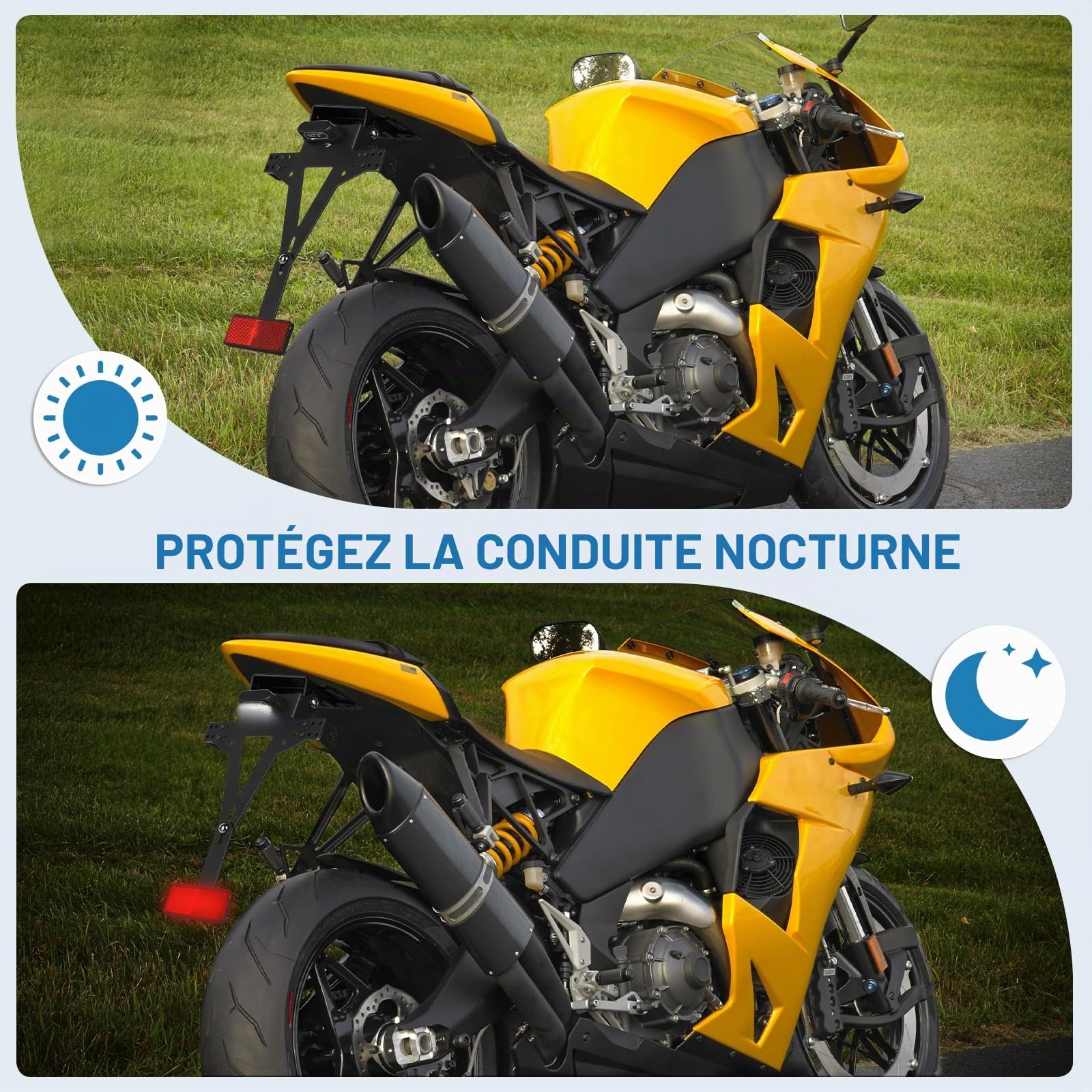 DBREAKS Support De Plaque D'immatriculation Moto Réglable, Support Arrière pour Moto, Support D'éliminateur D'aile, Support de Plaque Moto, Compatible avec Les Modèles de Motos Les Plus Populaires