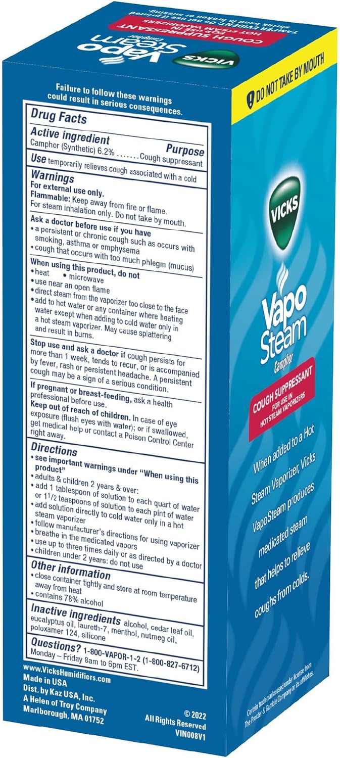 Vicks Warm Steam Vaporizer Bundle with 8 Oz VapoSteam Liquid Cough Suppressant, Helps Relieve Coughing, for Use in Vicks Vaporizers and Humidifiers