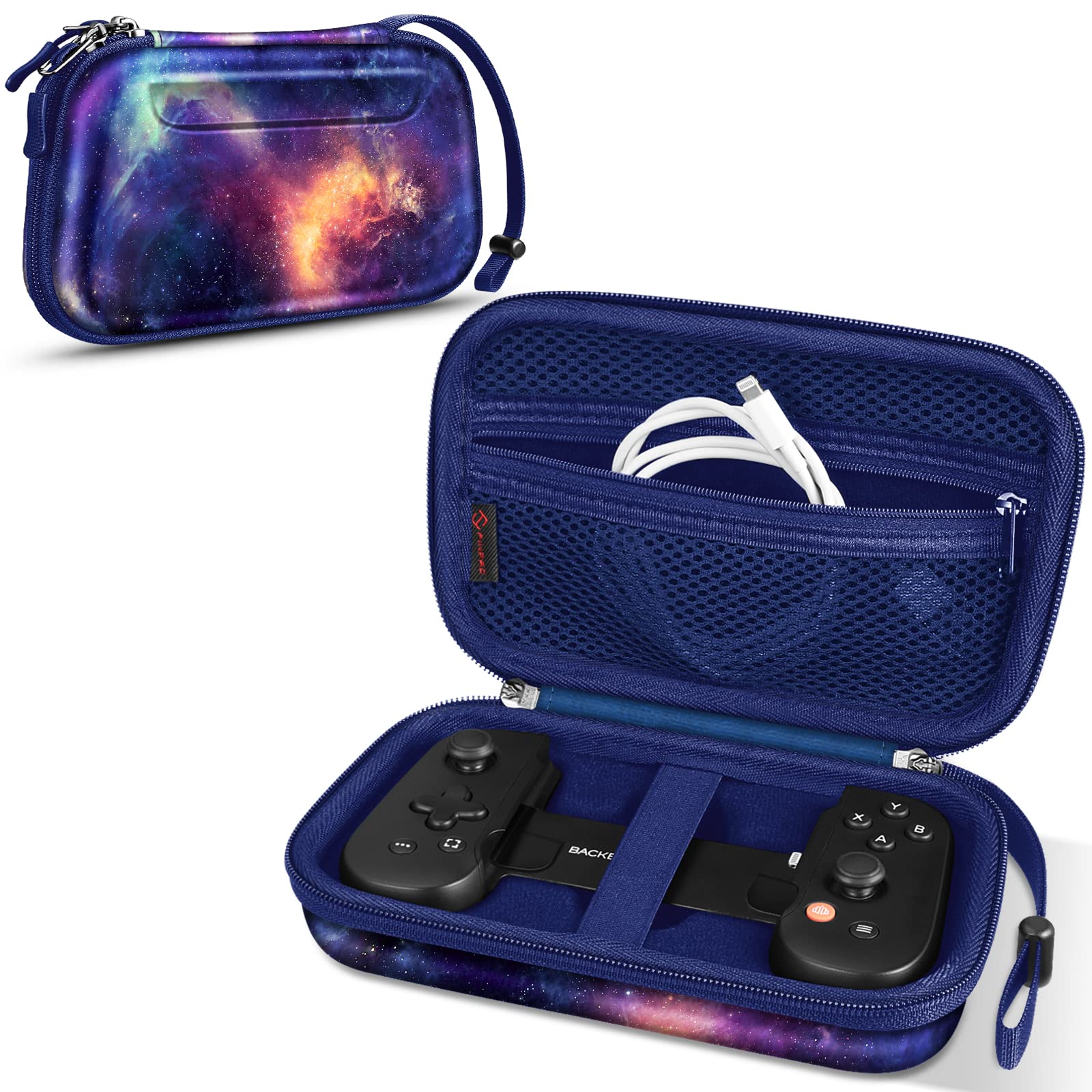 Fintie Carrying Case for Backbone One Mobile Gaming Controller - [Shockproof] Hard Shell Protective Cover Travel Bag with Inner Pocket, Galaxy
