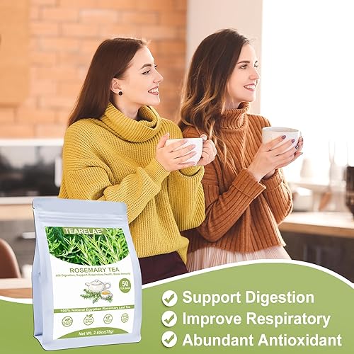 Miniatura 7 de TEARELAE - Té de romero - 0.05 oz x 50 unidades - Bolsa de té de hojas de romero 100% puras - País de origen Egipto - Ayuda a la digestión y apoya