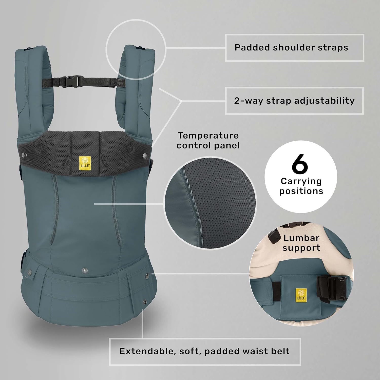 LÍLLÉbaby Complete All Seasons Ergonomic 6-in-1 Baby Carrier Infant to Toddler with Lumbar Support (7-45 Pounds), 360 Degree Baby Wearing & Multi-Position, Inward & Outward Facing (Cypress)