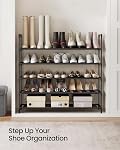 SONGMICS 5-Tier Sac à chaussures, rangement de chaussures pour placards Hallway, slim et espace-sauvetage, cadre en métal, étagères en tissu non tissé, noir ULSH55H