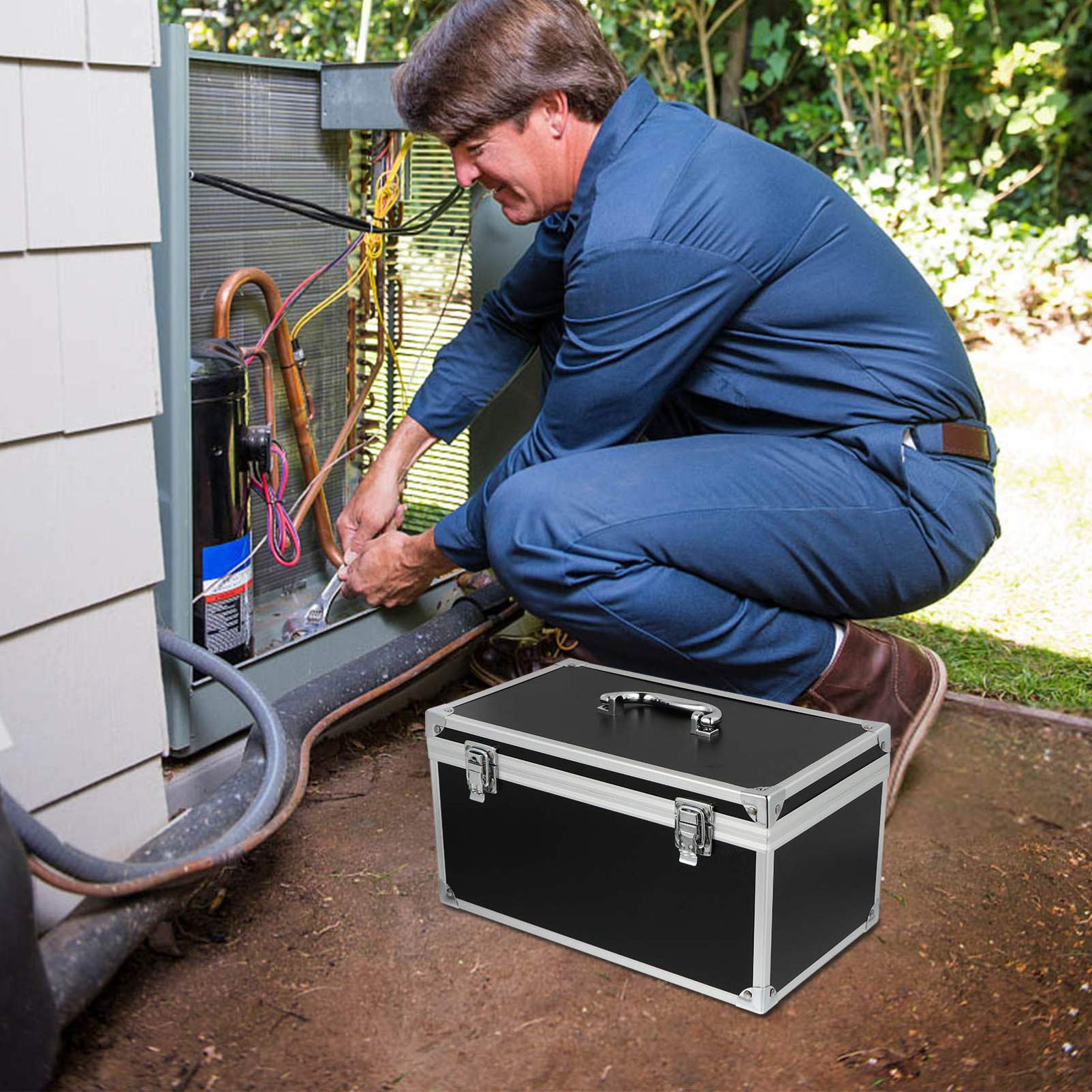 DOITOOL Mallette à Outils en Aluminium Mallette de Transport avec Mousse Rembourrée Boîte à Outils de Rangement Verrouillable Mallette de Transport Portable pour Instruments de Mesure