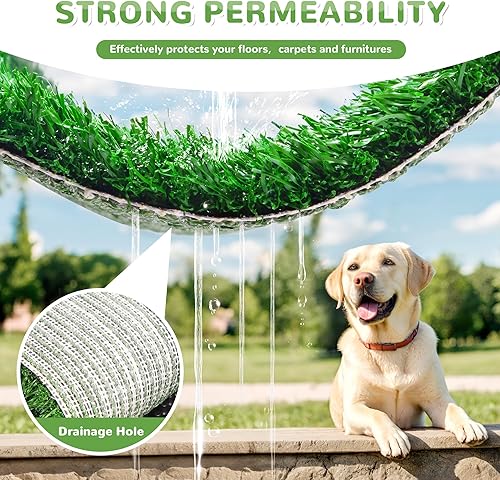 Miniatura 35 de Almohadilla de césped para perros con bandeja, 25 x 20 pulgadas, almohadilla de césped artificial para entrenamiento de cachorros, inodoro portátil