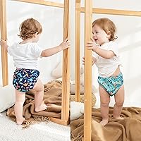 Vista 2 de Paquete de 8 fundas de plástico reutilizables para pañales y ropa interior de goma impermeable para niños pequeños para ropa interior de plástico