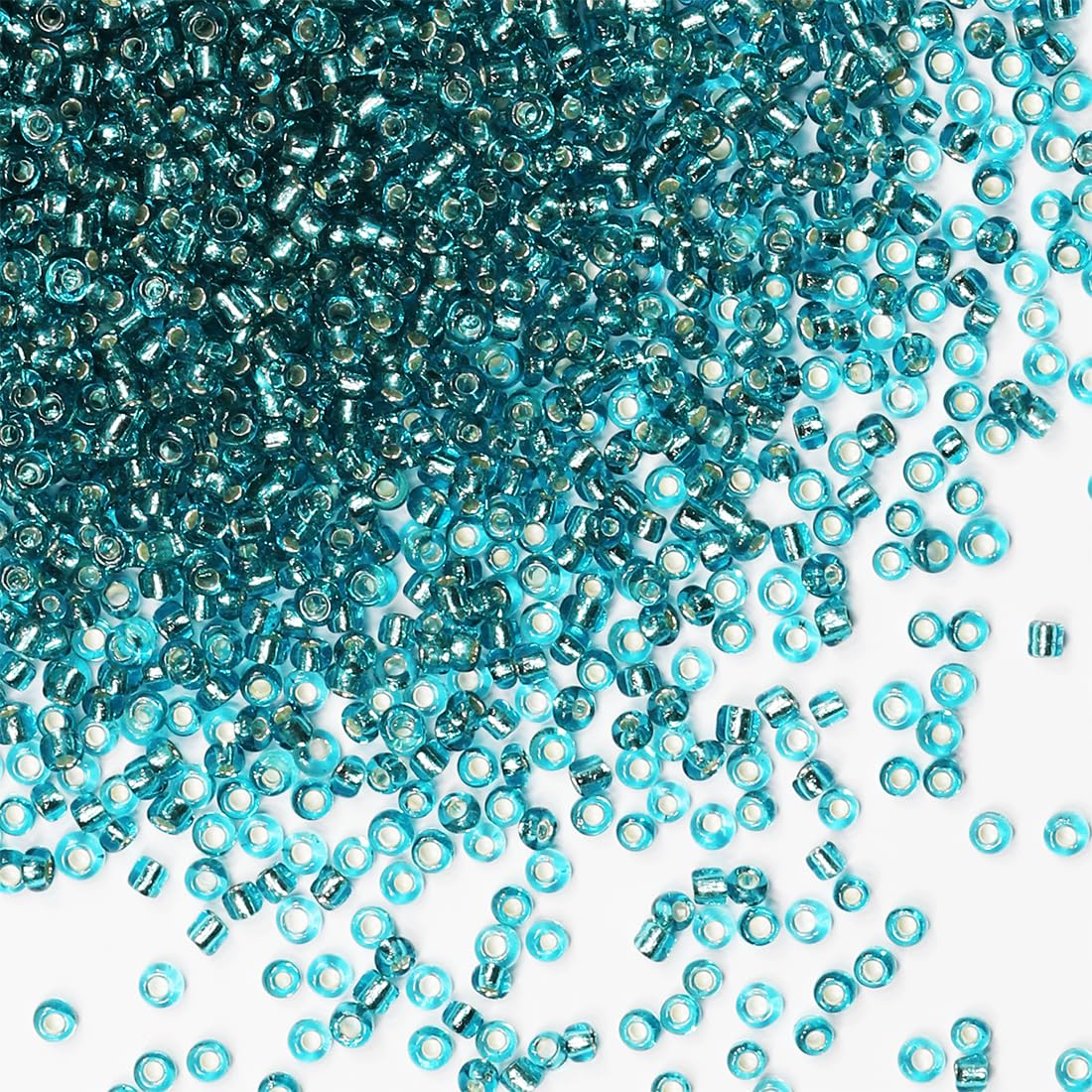 Bulk Seed Beads 110 Grams About 9800pcs, 2mm 12/0 Blue-Green Glass Craft for Making Earrings, Bracelets, Pendants, Waist Jewelry,DIY Handmade Seed Beads（Blue-Green Silver Core）