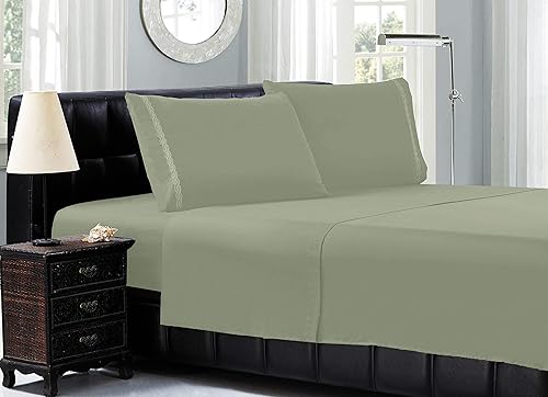 Miniatura 1 de Elegant Comfort Juego de sábanas de lujo en Tienda de 1500 hilos, calidad egipcia, bordado de cable, juego de sábanas de 3 piezas, sin arrugas,