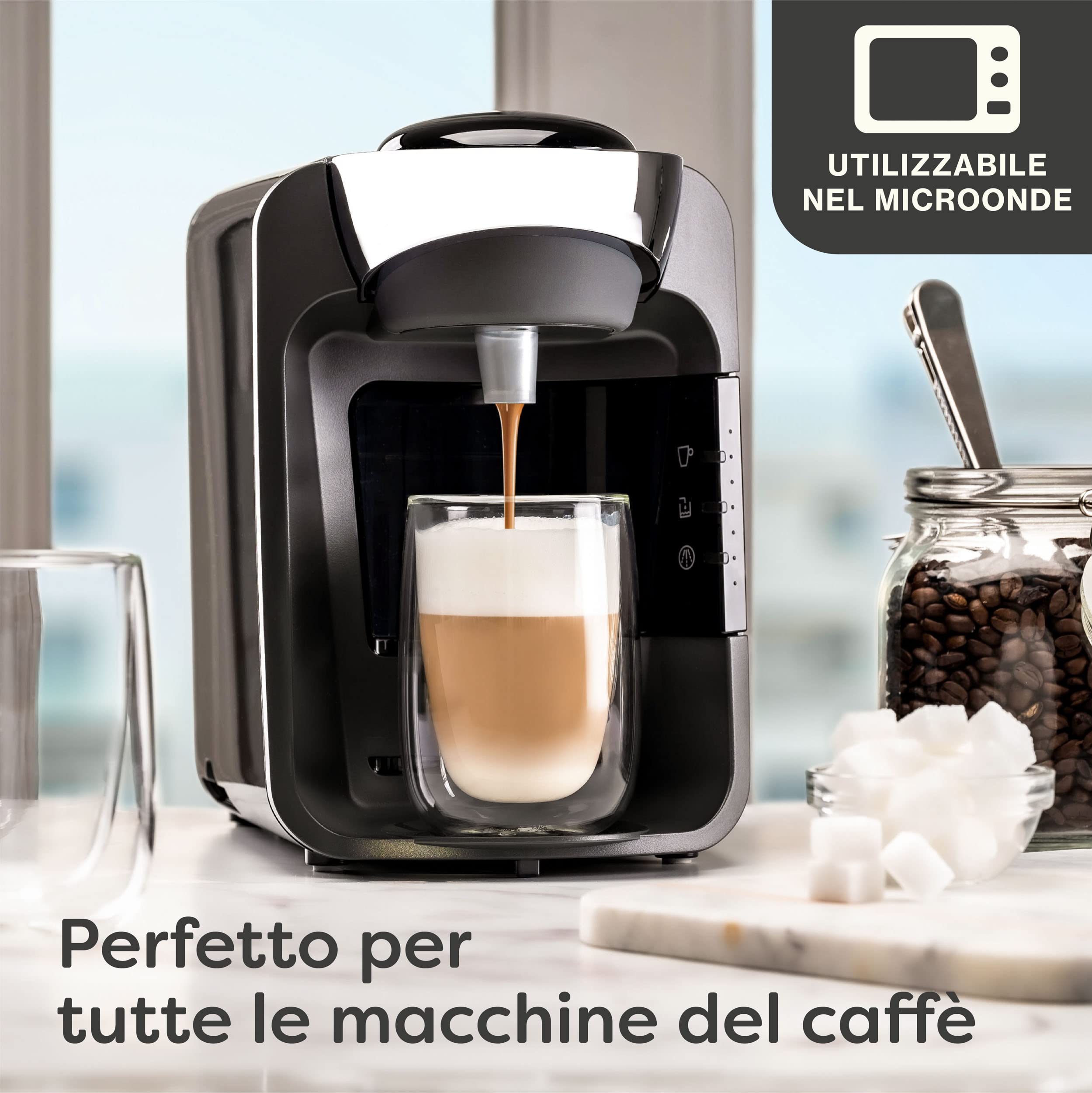 Cosumy 4 Bicchieri a Doppia Parete da 250ml per Cappuccino - Mantengono la Temperatura - Proteggono le Mani - Con Confezione Regalo