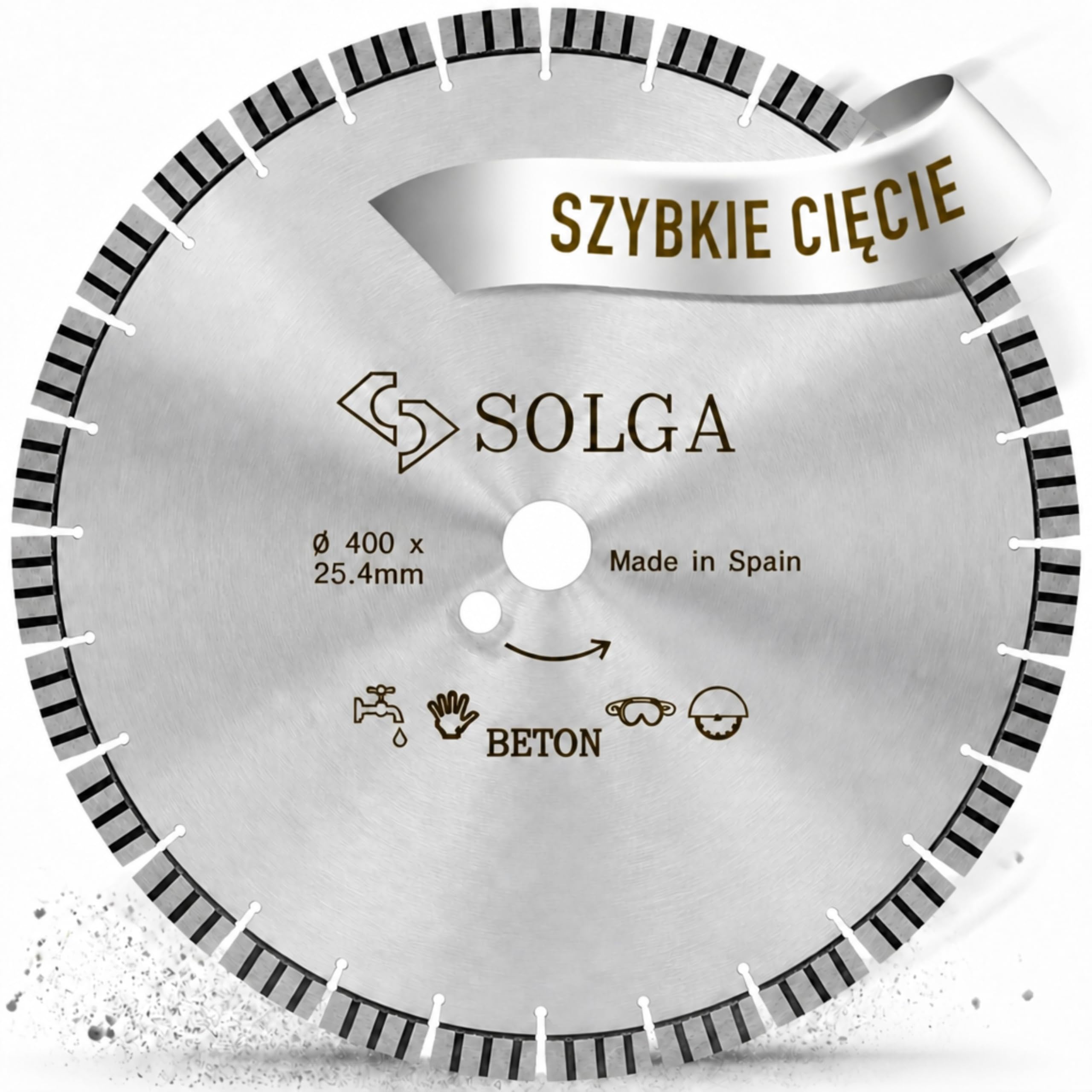 SOLGA Diamentowa tarcza tnąca 400 mm TURBO, tarcza tnąca 400 mm, tarcza diamentowa do asfaltu, betonu, cegły, kamienia, betonu komórkowego, granitu, brzeszczot do piły spalinowej, elektrycznej