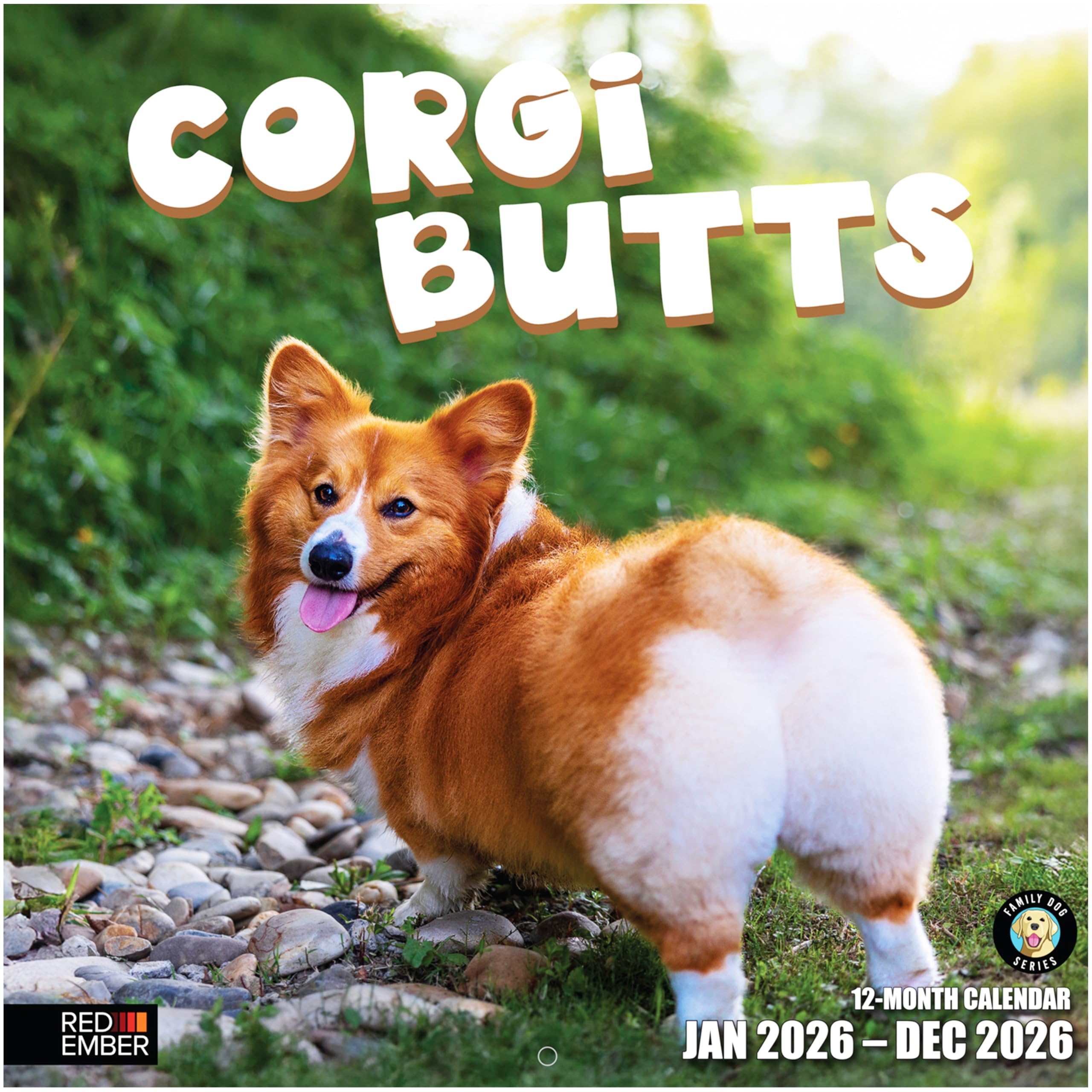 RED EMBER Corgi Butts 2026 Wall Calendar 12 Month | 12" x 24" Open | Thick &amp; Sturdy Paper | Holiday Gift | Funny Cute Puppy Dog Calendar 2026
