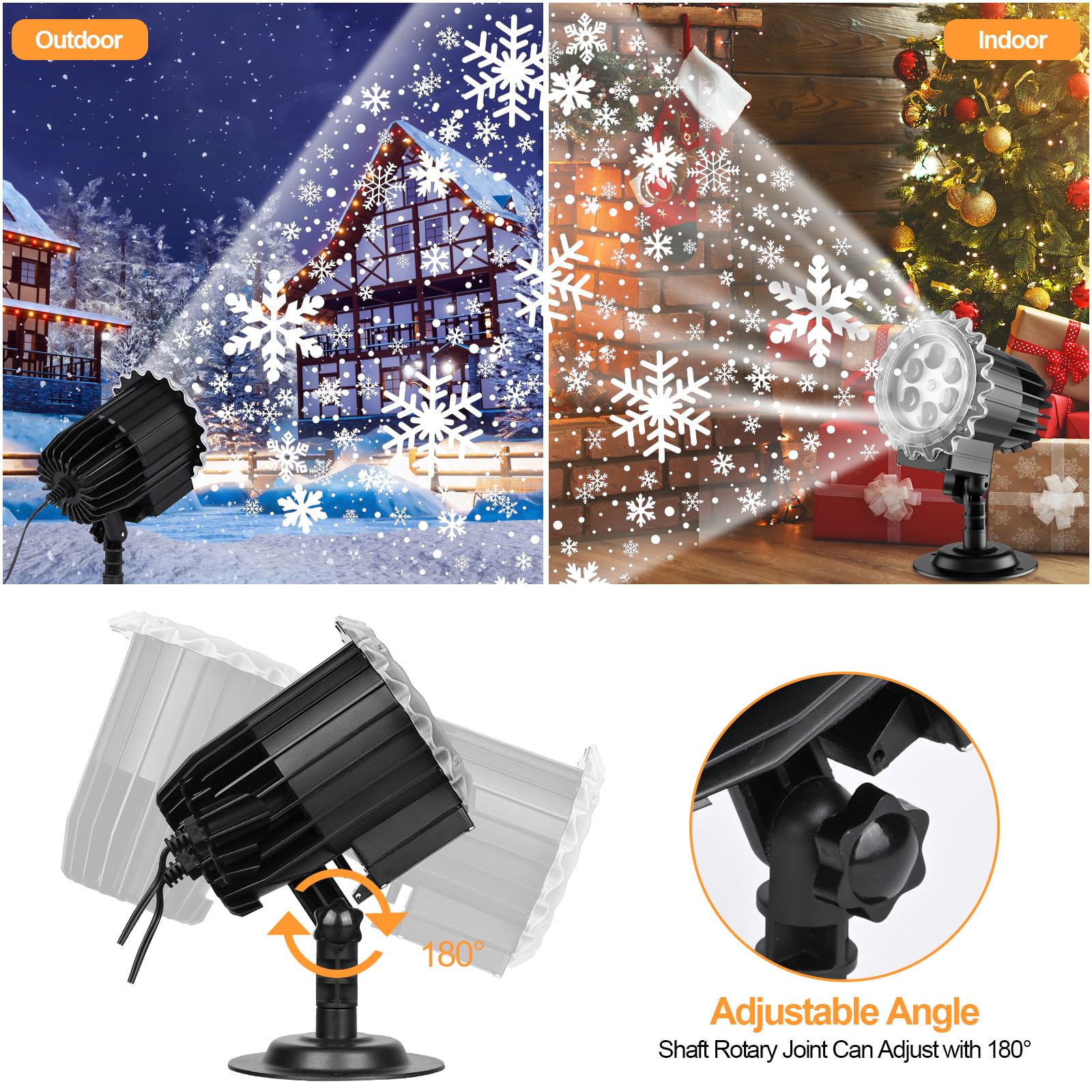 GuKKK Schneeflocke Projektorlampe Außen, LED Projektor Weihnachten Aussen, IP65 Wasserdicht Weihnachtsprojektor mit Schneefall Lichter Effekt für Weihnachten Dekorationen Außen Innen Garten