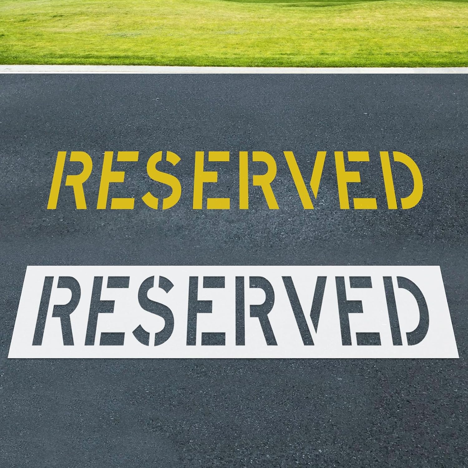 12" x 72.8" Reserved Stencil – 12" Letter Height Foldable Silicone Parking Lot Stencil – Large Reusable Curb & Pavement Marking Template for Asphalt & Concrete