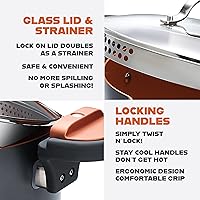 Vista 7 de GOTHAM STEEL Hammered Copper Collection – Sartén antiadherente de 10 pulgadas con tapa, olla multiusos para pasta de 5 cuartos de galón con tapa