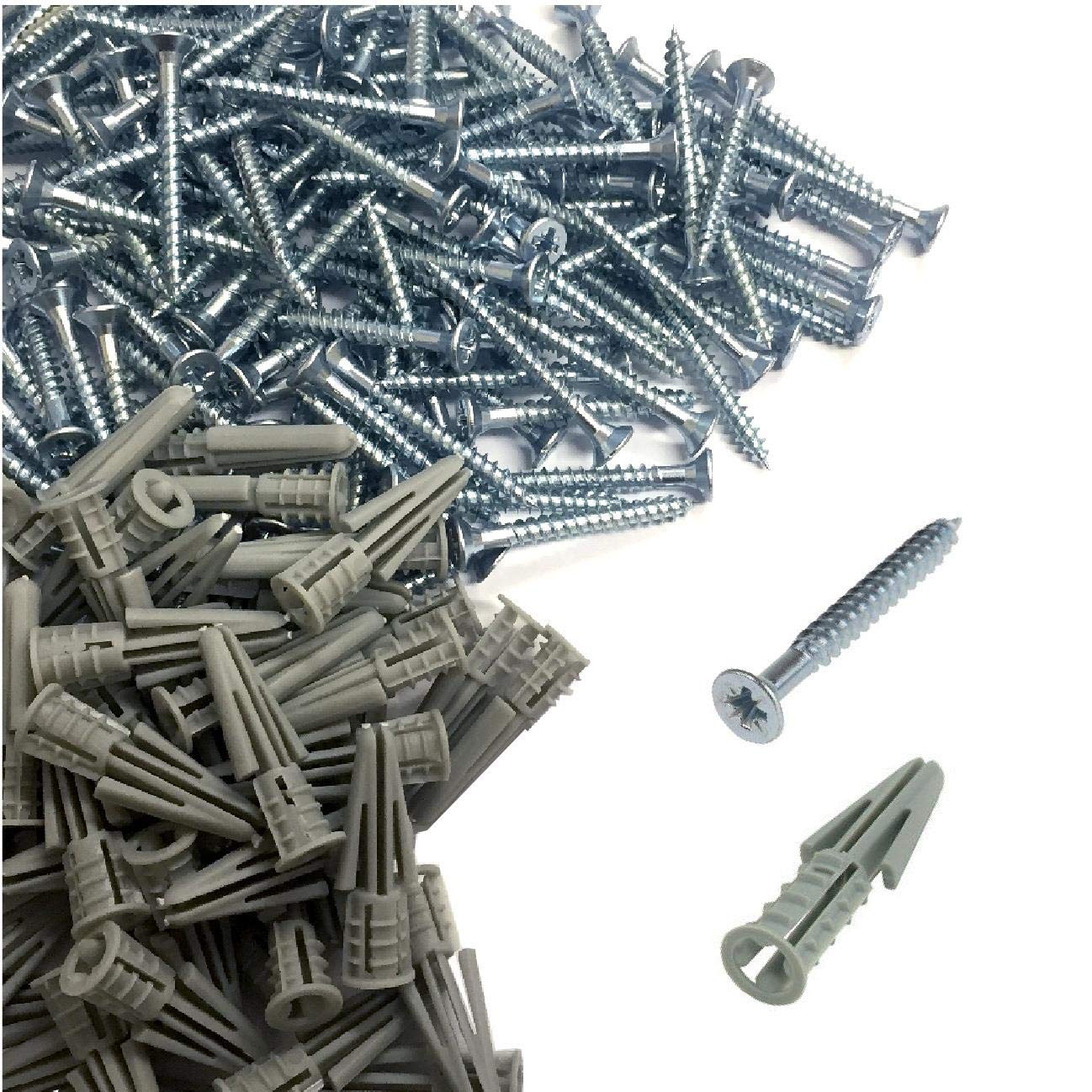 120 x Plasterboard Raw Plugs & Pozi Screws for Fixing to Dry Line