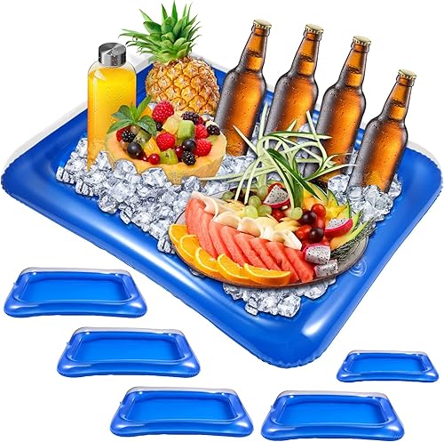 Cabilock Enfriadores inflables de bar para fiestas, bandeja de hielo, recipientes de bebidas, alimentos, bebidas, bandeja de servidor buffet para