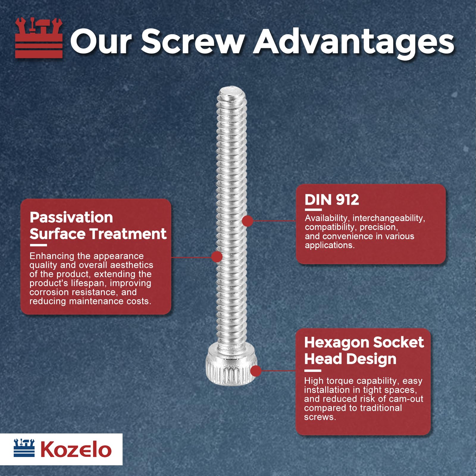 Kozelo 100pcs Socket Head Cap Screws - Image 3