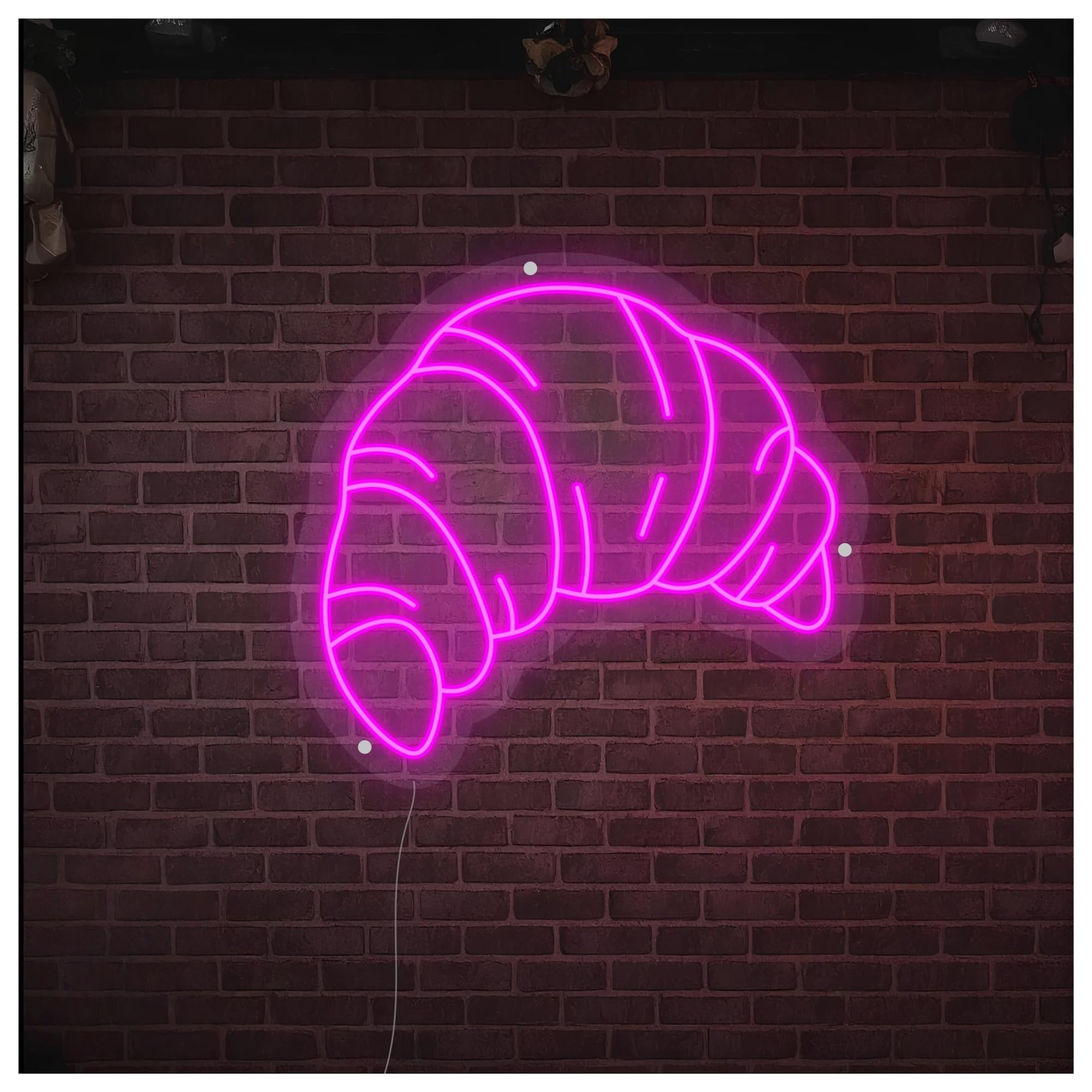 SHOUXI Sign Lamp Croissant Neon Sign, Suitable for Bakery Shop Wall Decor with Dimmable 38cm
