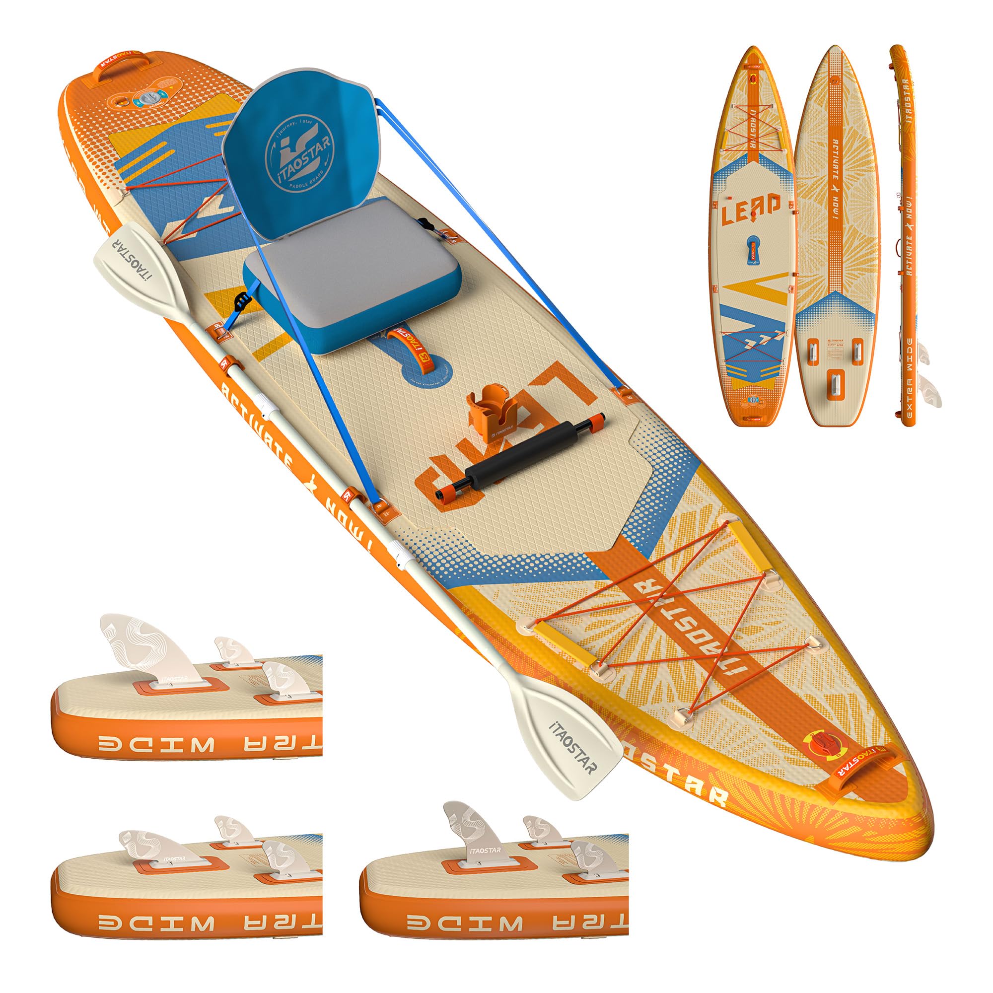 iTAOSTAR Lead 12' × 35"/11' × 33" Stand Up Paddle Board, Inflatable SUP Board with 5 Fins Stable Design for Youth, All Skill Levels, Lakes, Oceans