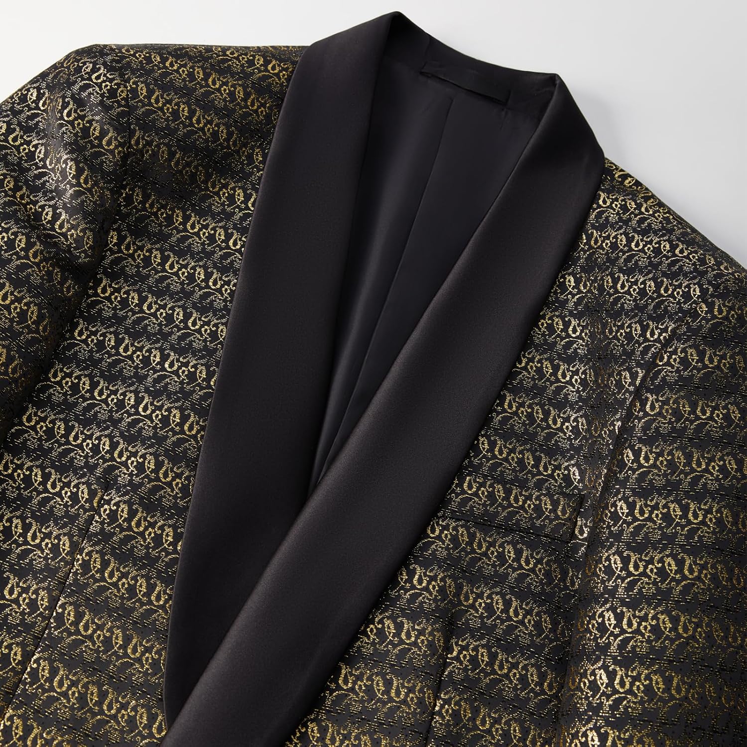 Men’s Suit Jacket Jacquard Slim Fit Shawl Lapel Tuxedo Wedding Party Prom Suit Coat