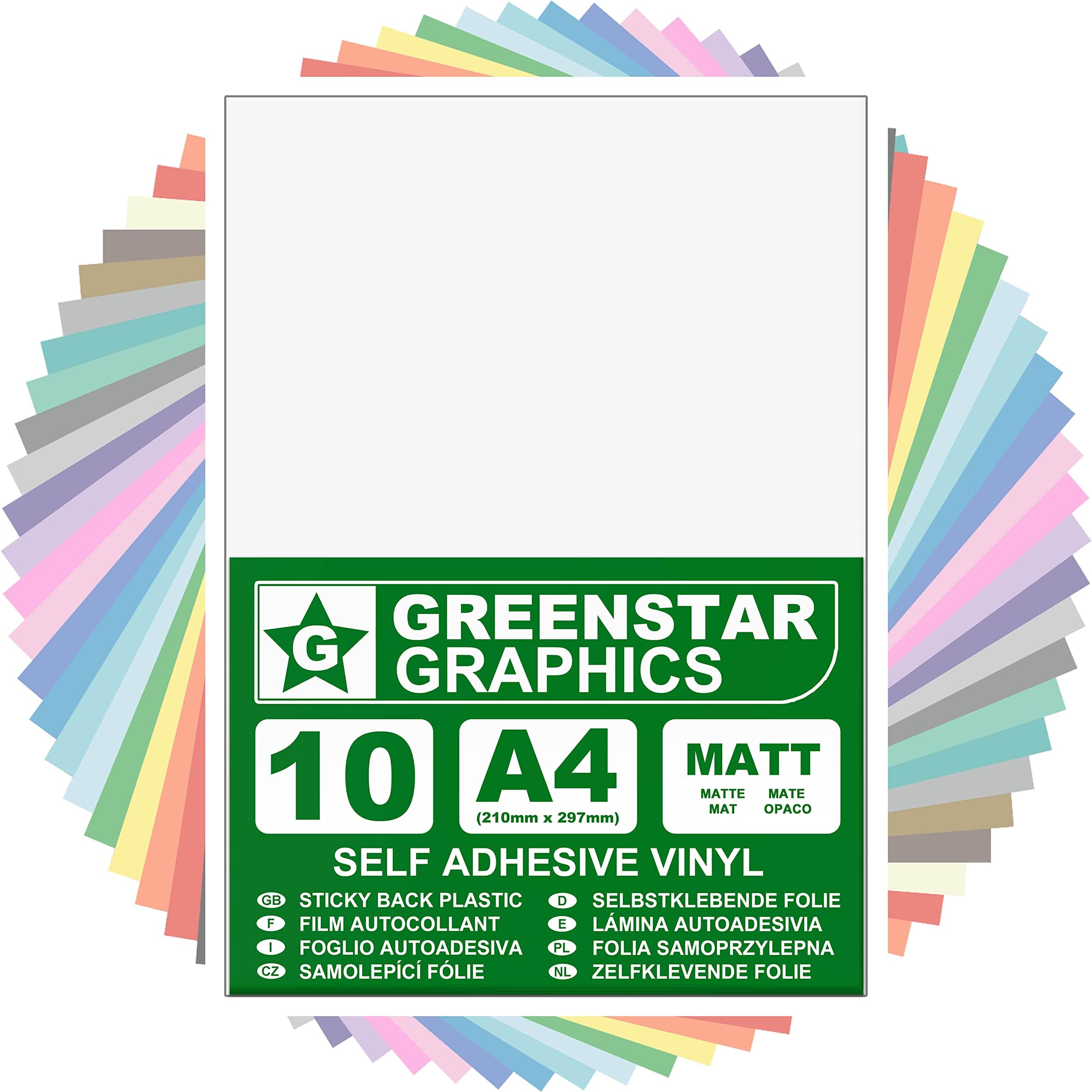 MATT A4 STICKY BACK PLASTIC SELF ADHESIVE ART & CRAFT VINYL (10 SHEET PACK). Compatible With 12” Cricut, Silhouette Cameo/Curio/Portrait, Scan N Cut (WHITE MATT 10 A4)
