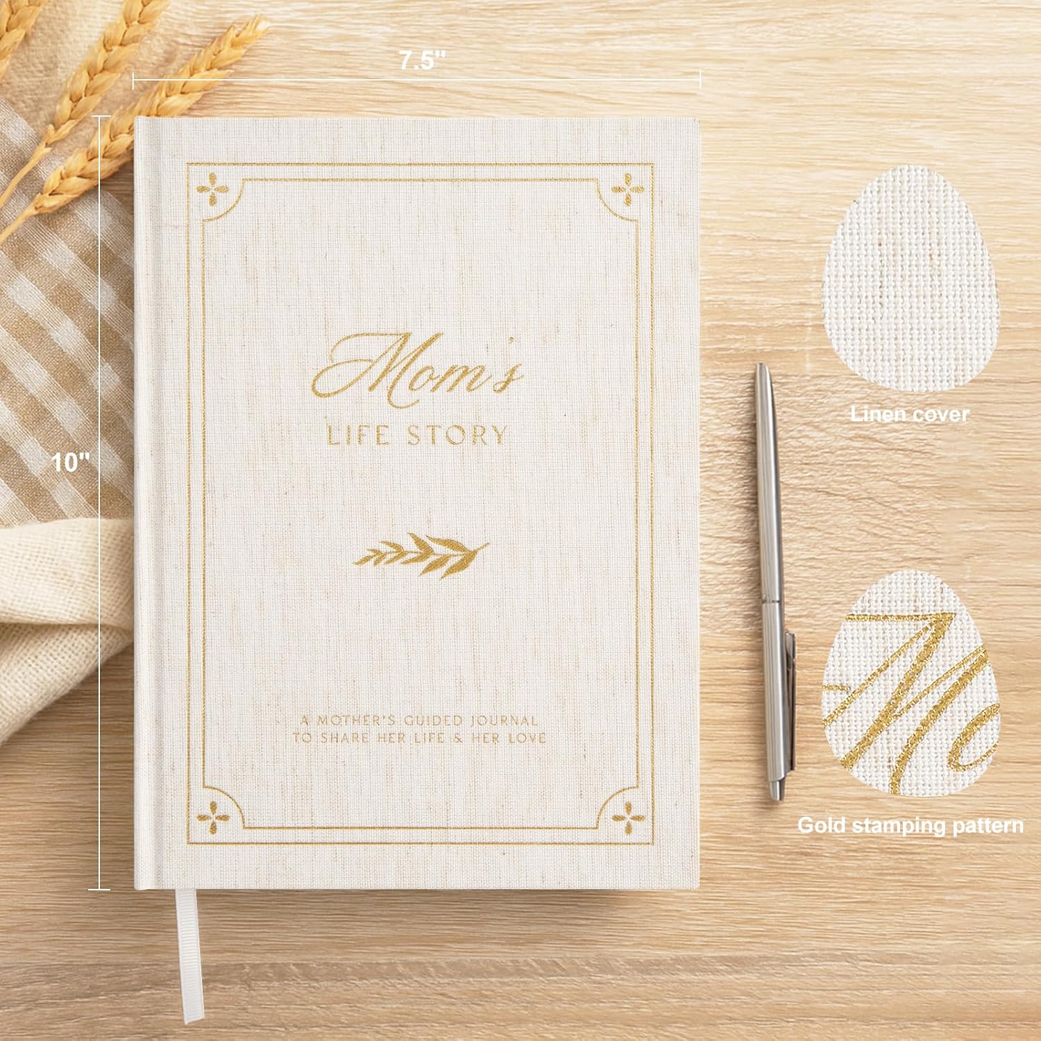 &And Per Se Mom Life Story Journal, Moms Story Guided Journal with 200+ Questions, Mother's Day Birthday Gifts for Mom, Linen Hardcover-7.5'' x 10'' (Beige) - Image 2