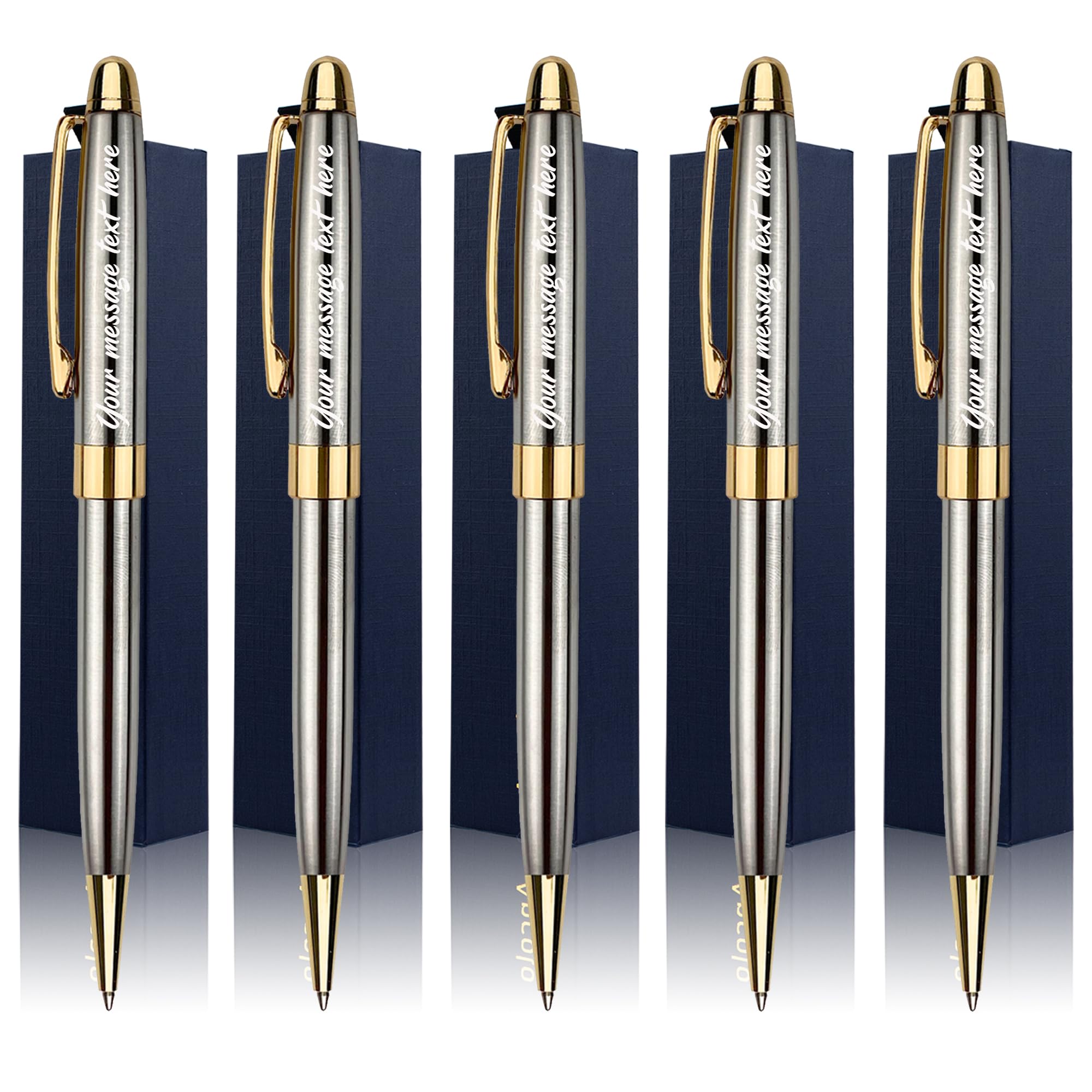 Ancolo Personalized Luxury Ballpoint Pen Writing Set-Stainless Steel Fancy pens Custom with Your Name or Message, Perfect for Students/Teacher/Manager
