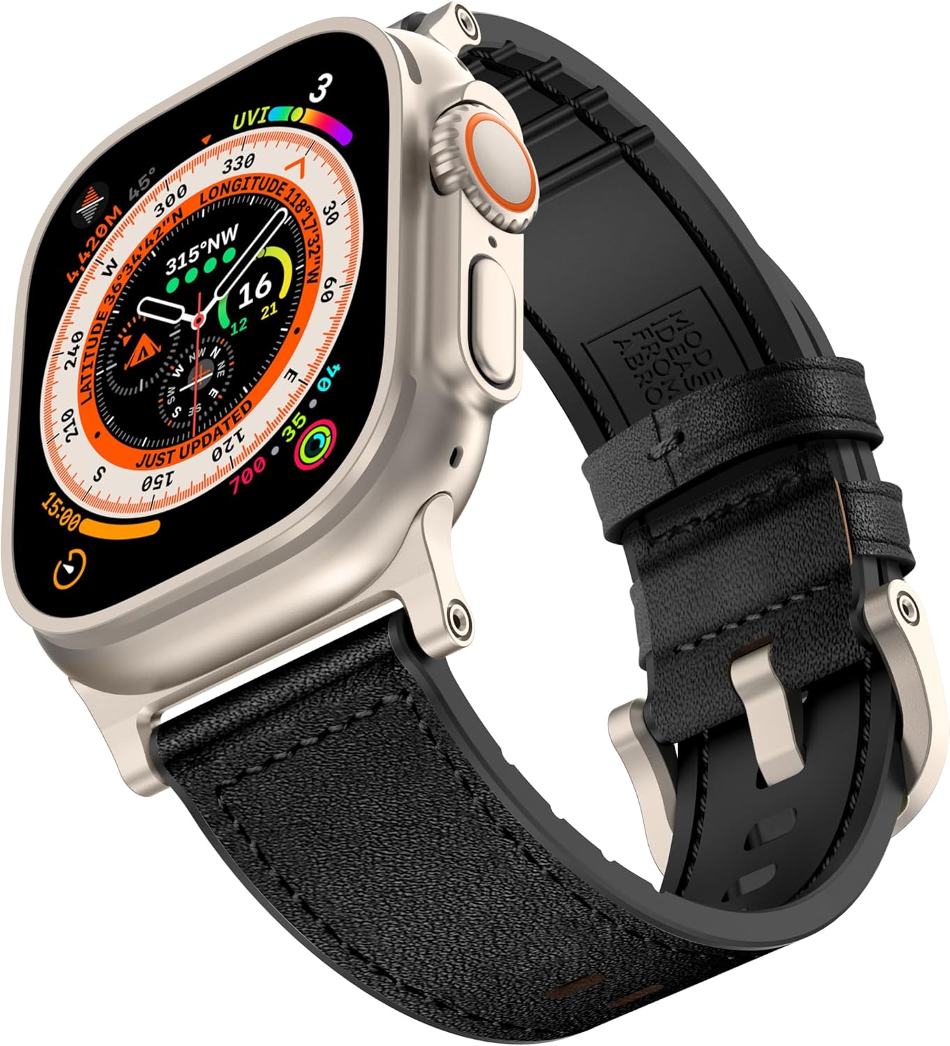 Compatible with Apple Watch Band 49mm 46mm 45mm 44mm 42mm, Mifa Leather Silicone Hybrid iWatch bands for Men Women, Replacement Loop Vintage Sports iWatch Strap for Series Ultra 2 1 10 9 8 7 6 5 SE