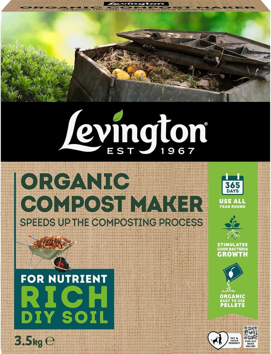 Levington Compost Maker 3.5kg | Accelerates Organic Waste Breakdown for Rich, Nutrient-Dense Compost | Ideal for Garden Bins, Heaps & Eco-Friendly Gardening