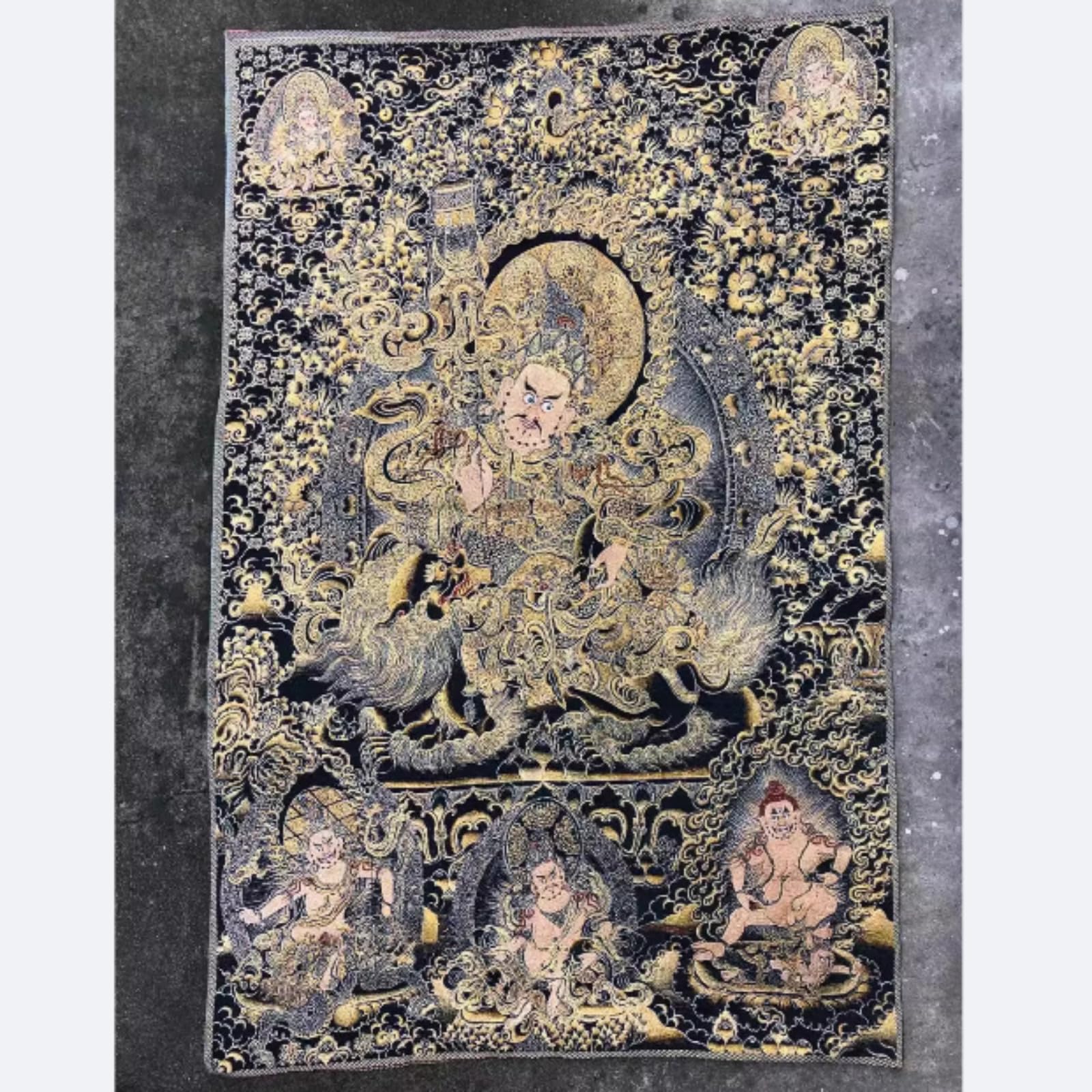 FENNYYAR Vaishravana Thangka Stickerei Brokat, 90 cm, Eingangshalle, tibetische Wandmalerei, Dekoration