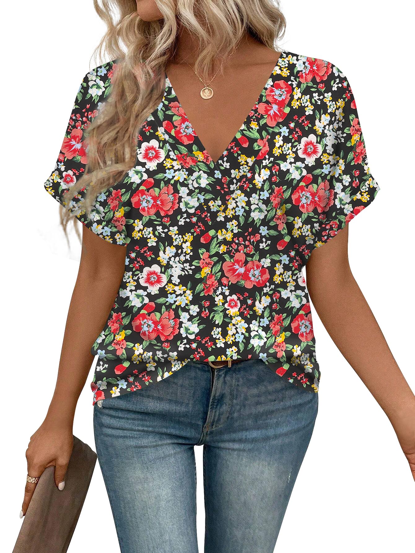 EyMuse T Shirts Short Sleeve V Neck Tees Womens Tops Beach Vacation Fashion Clothes 2025 Casual Summer Spring Outfits