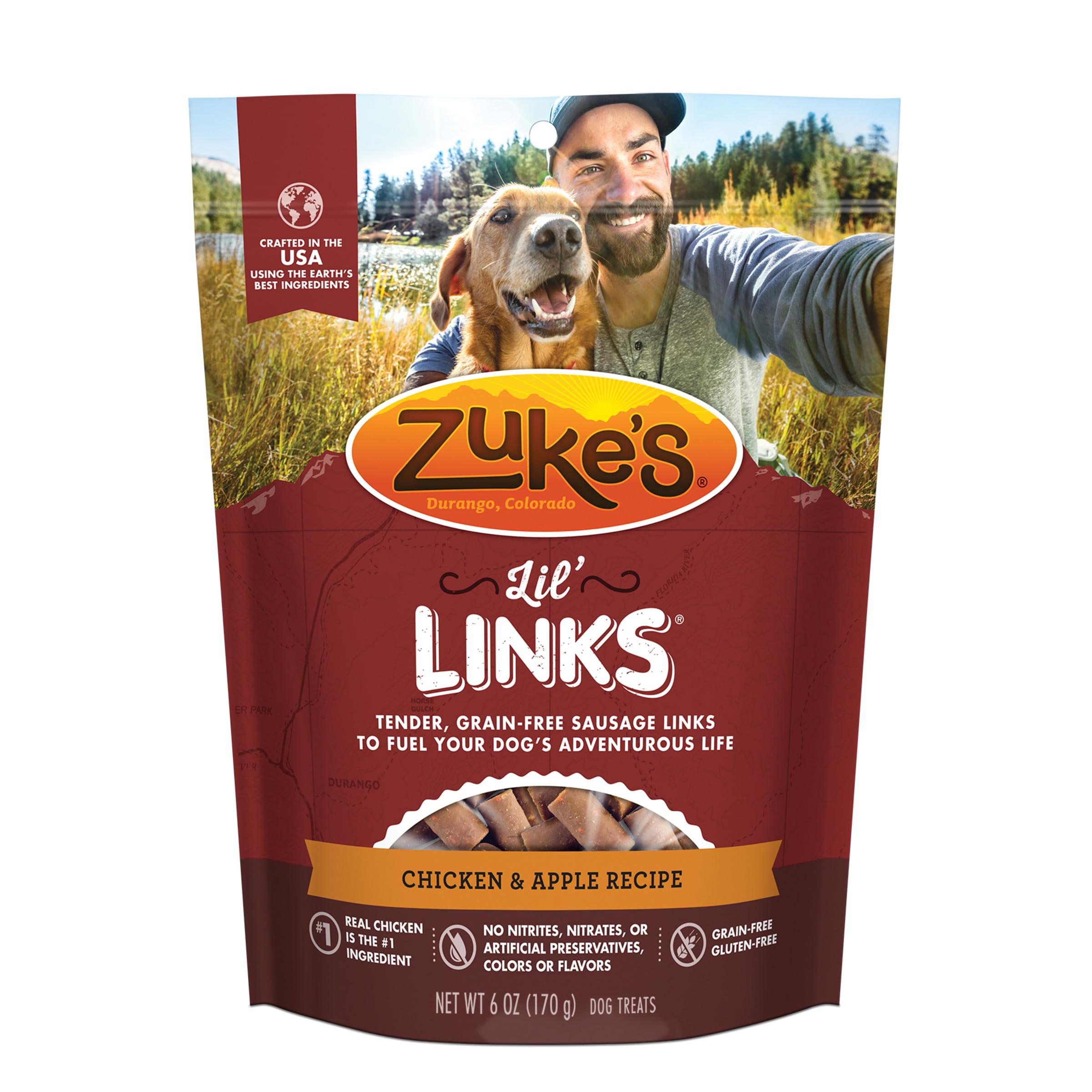 Zuke’s Lil’ Links Dog Treats for Dogs of All Sizes, Snacking Sausage Treats for Dogs, Pet Treats made with Real Chicken & Apple, 6 oz. Resealable Pouch​ - 6 oz. Bag