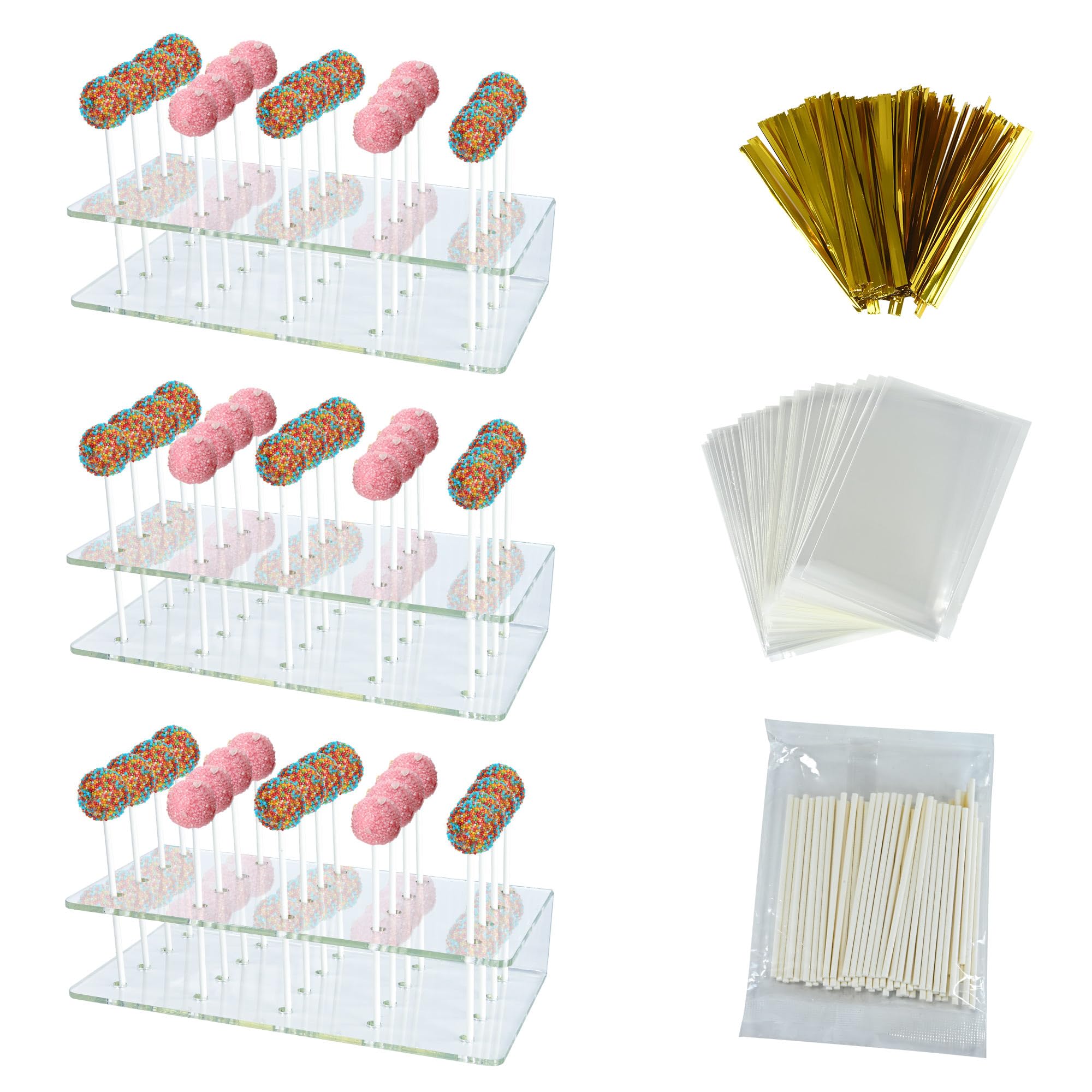TECHSHAREPremium Cake Pop Sticks for Baking with Holder Ideal for Party Supplies and Candy Display Perfect for Cake Pop Making Kit