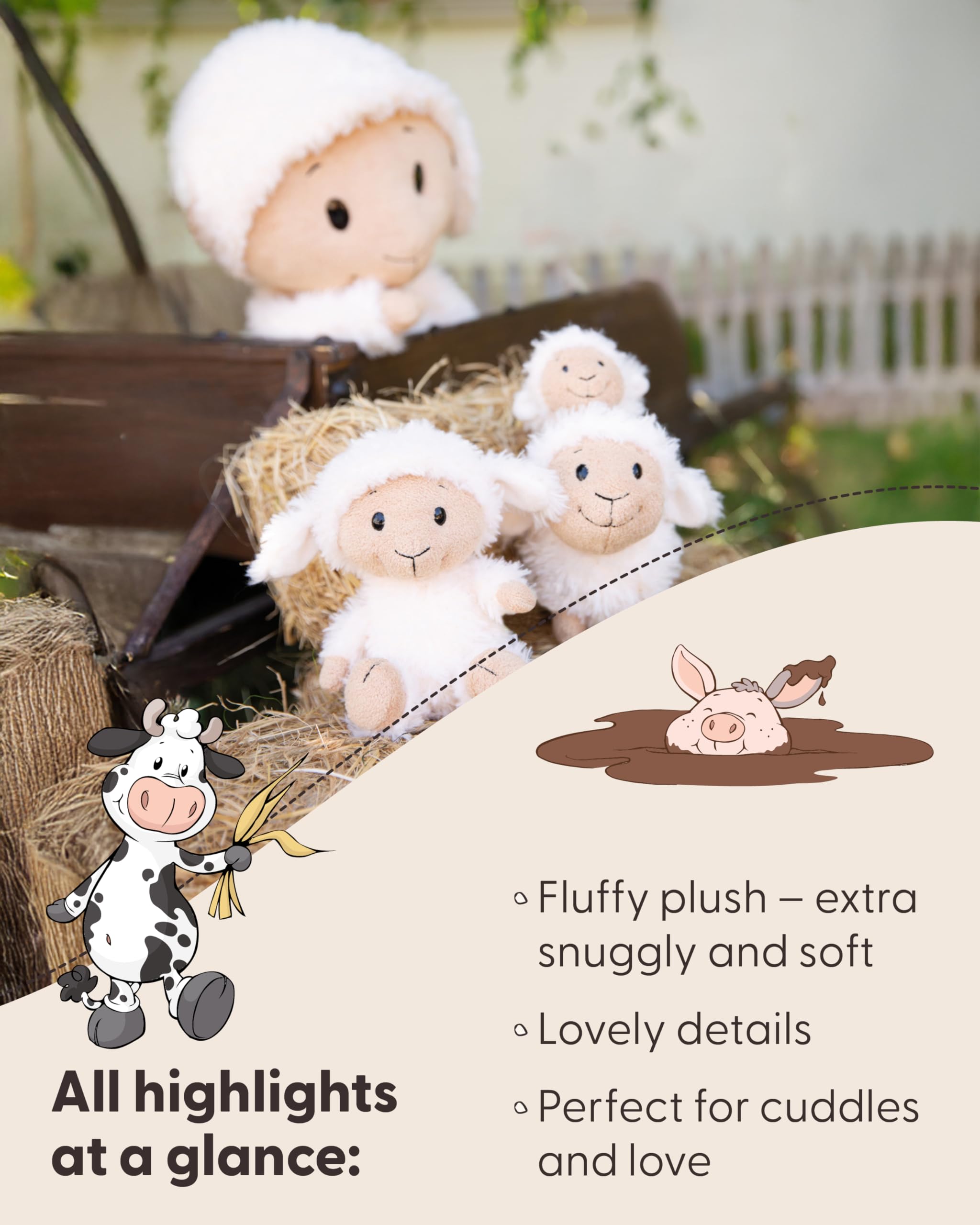 NICI 62256 Owieczka Sheepmila, miękki pluszak, urocza maskotka do przytulania i zabawy, świetny pomysł na prezent dla dzieci i dorosłych, 33 cm, biała