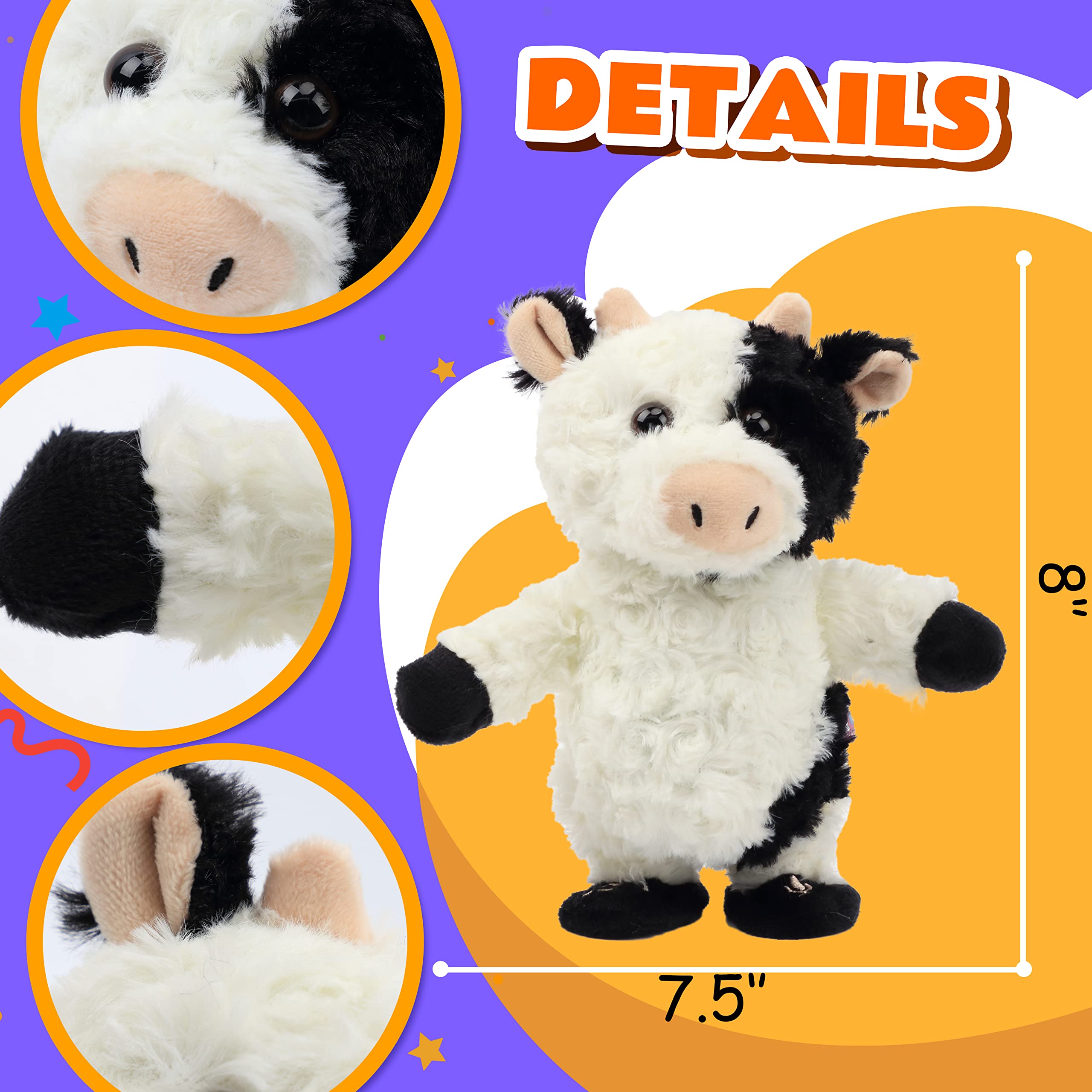 Easfan Talking Capybara Repeats What You Say Walking Singing Stuffed Animal Electric Interactive Plush Toy Funny Animated Toy Mimicking Speaking Birthday for Kids Toddlers,9''