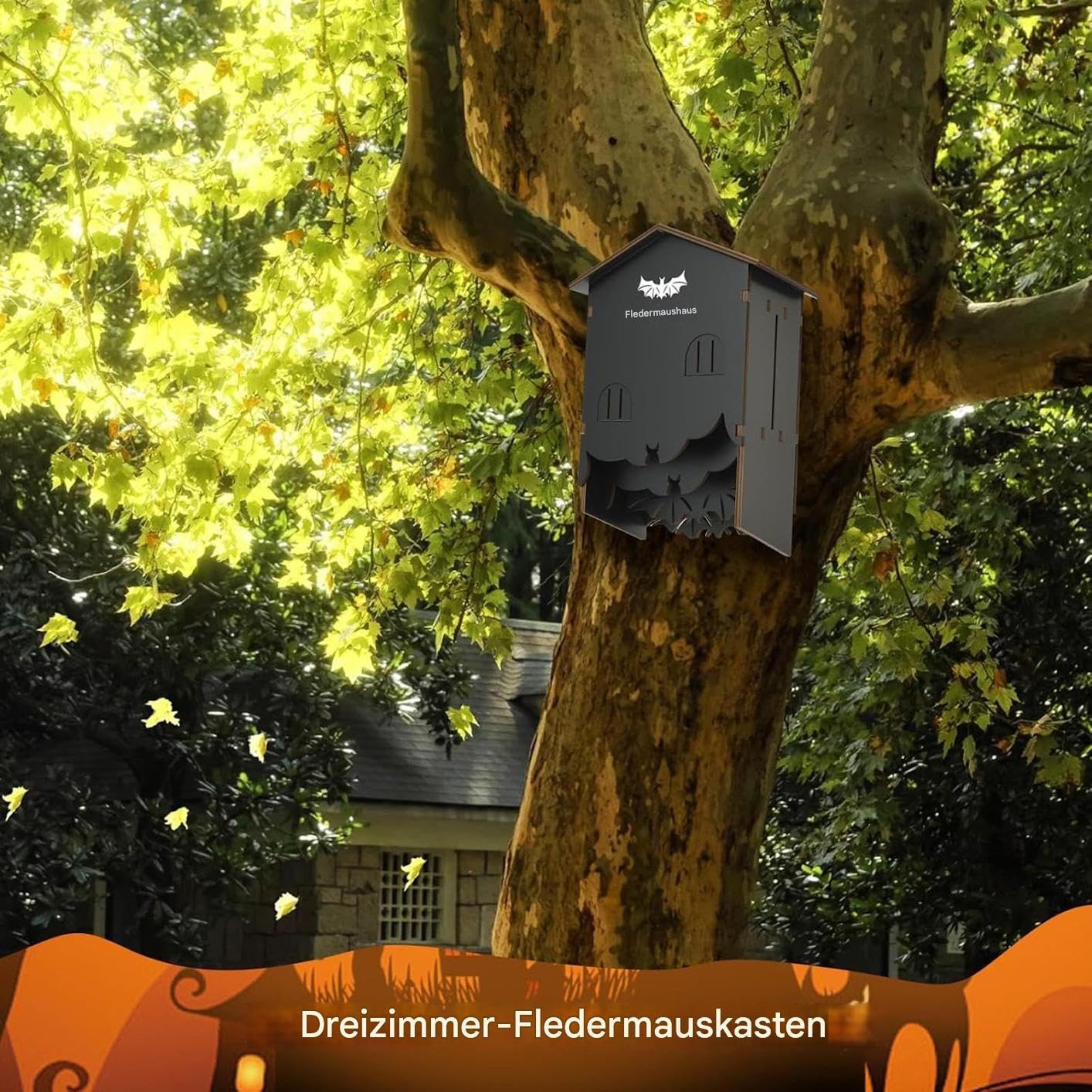 Fledermaushaus Für Draußen,Garten Fledermauskasten Aus Holz | Wandmontage DREI Kammern Schlafkasten Für Draußen Garten Yard Baum - Für Gartenbaum Dekoration Im Außenbereich