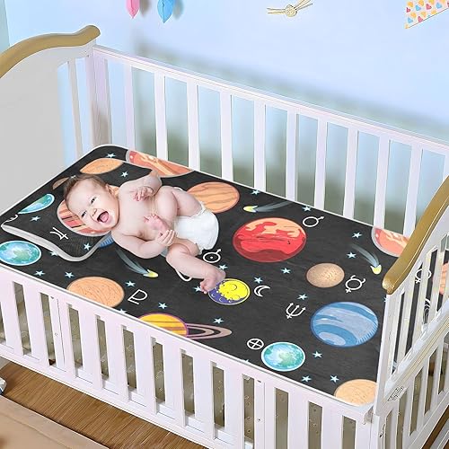 Miniatura 7 de Planets Solar System Crib Mattress Protector Mini Crib Mattres Pad Cover Cooling Mattress Topper Ice Silk Cooling Pad & Pillow Play Mat Washable &