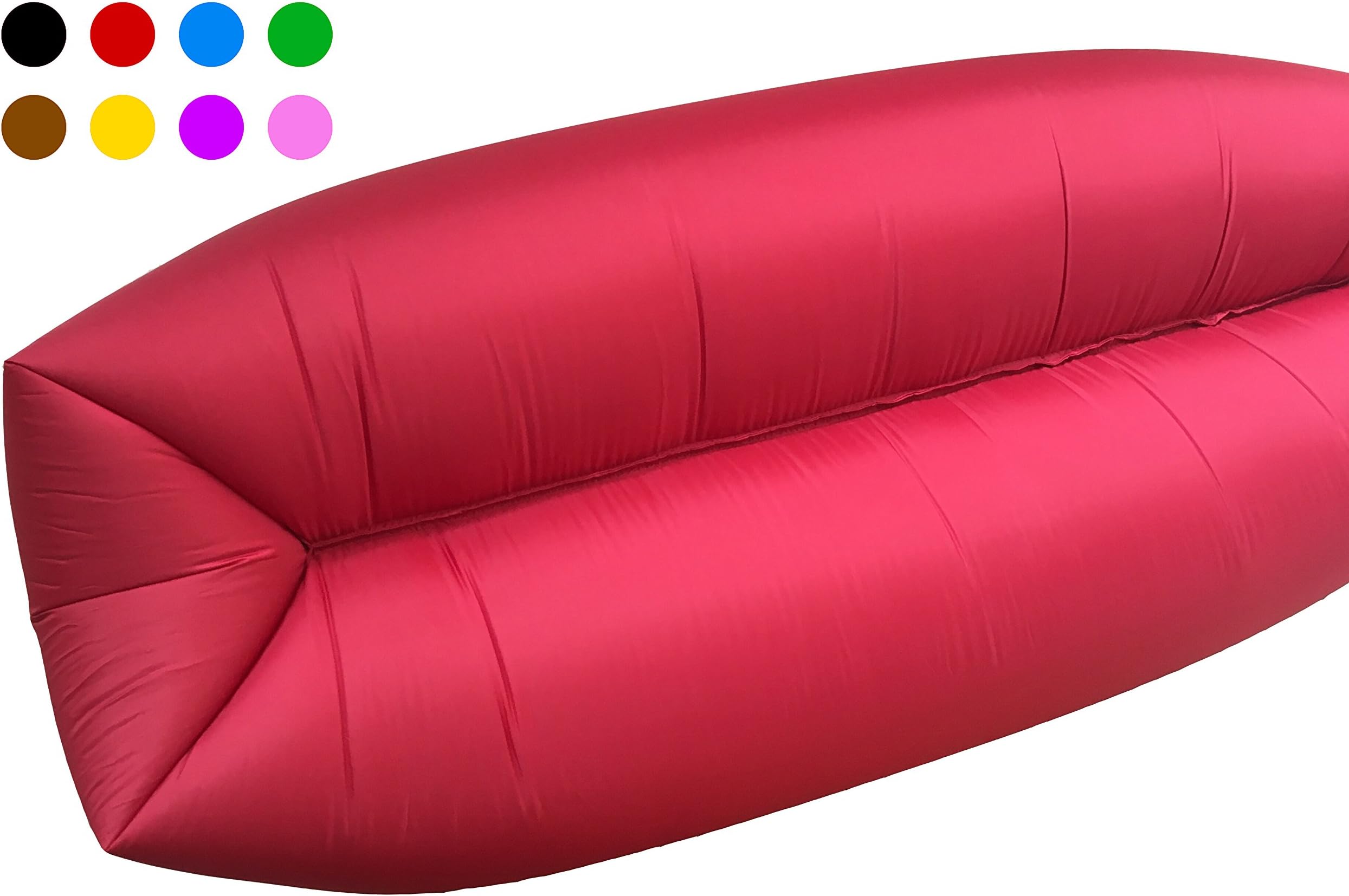 Inflatable Lounger Couch Camping Air Sofa Sleeping bag Waterproof Outdoor Bed Portable Compression Sacks With Carry bag Great furniture to use as bed hammock Chair Mattress Floats Water (Red)