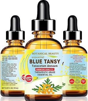 Blue Tansy Essential Oil Tanacetum Annuum 100% Pure Therapeutic Grade for Irritated Skin, Acne, Dried and Damaged Skin, Aromatherapy. 0.33 Fl.oz.- 10 ml by Botanical Beauty