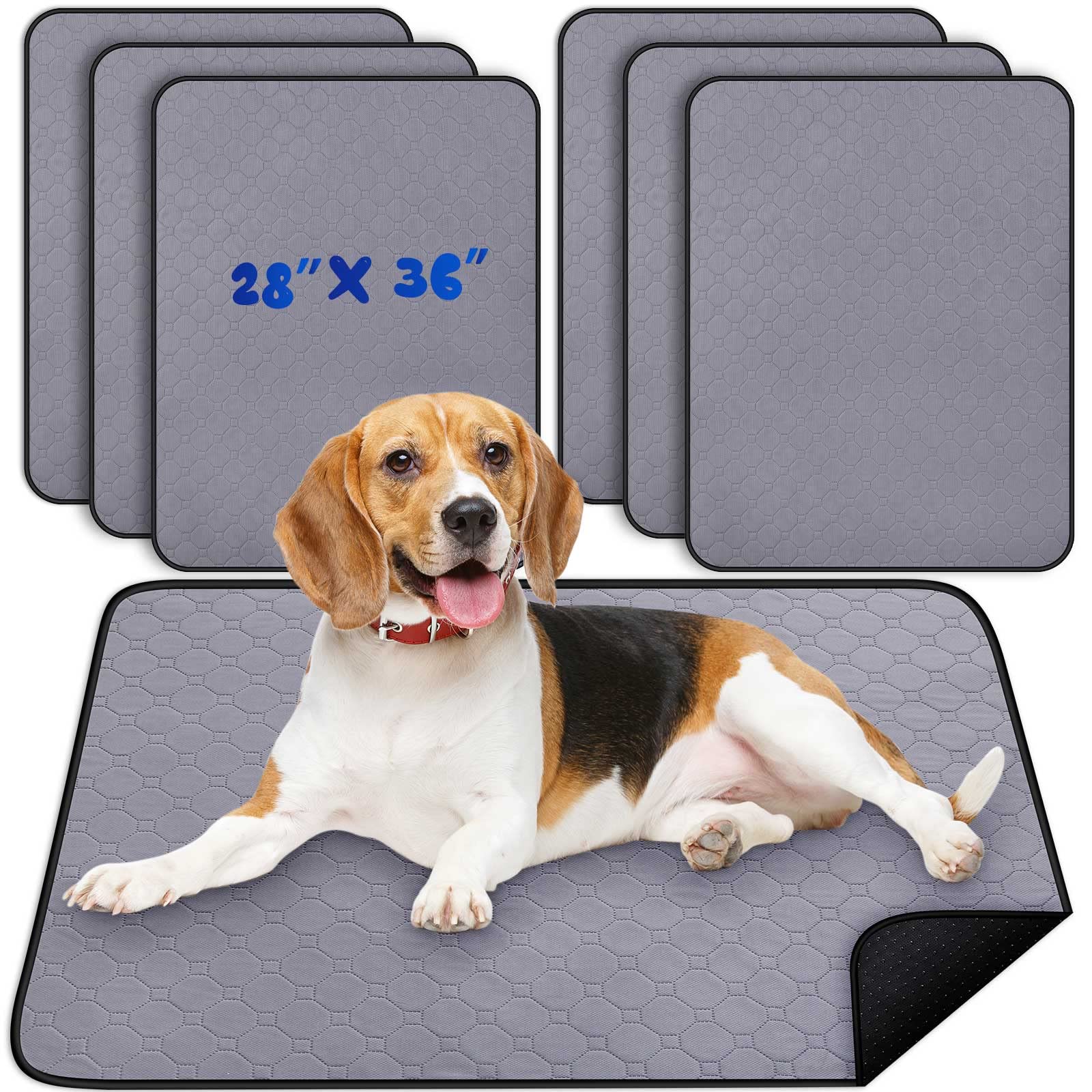 6 Almohadillas de Orina Lavables Empapadores Reutilizables Colchoneta de Entrenamiento para Perros Alfombrilla de Parto Impermeable Absorbente Antideslizante, Fácil de Limpiar (Gris, 70 x 90 cm)