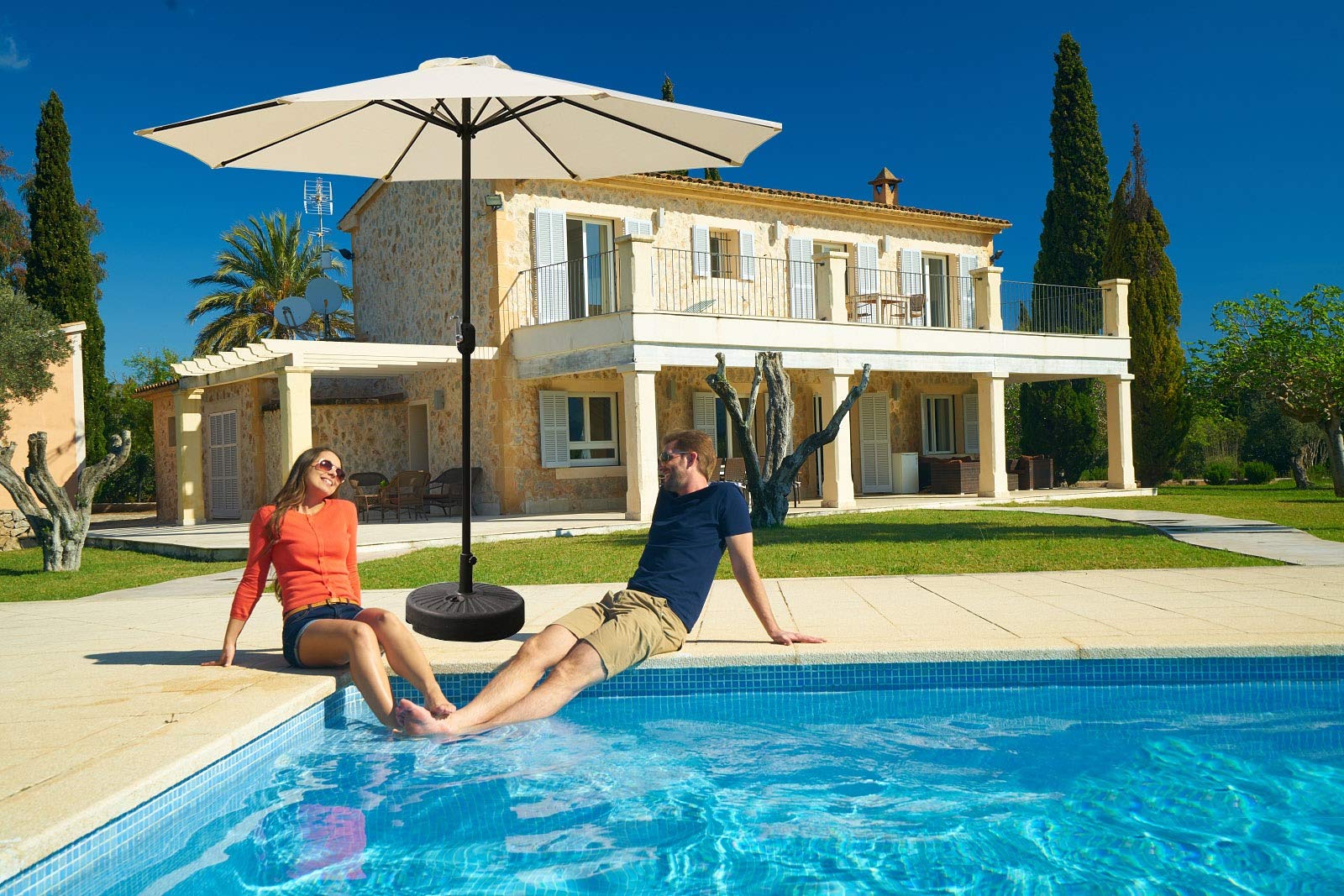 Ombrelloni da giardino per esterni, ombrellone da giardino per piccoli spazi, ombrellone da giardino da 8,5 piedi/2,6 m con palo in ferro e manovella, ombrelloni da sole per terrazza/cortile/pis